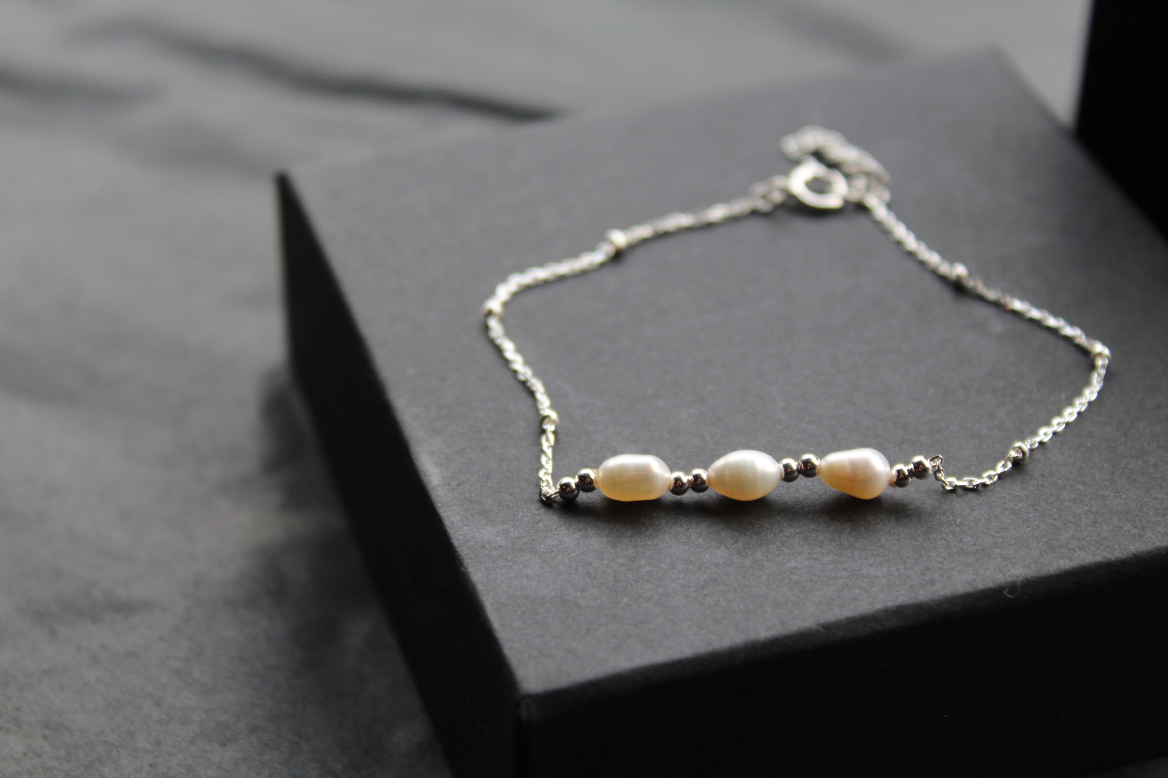 Trio of Freshwater Pearls on Beaded Bracelet