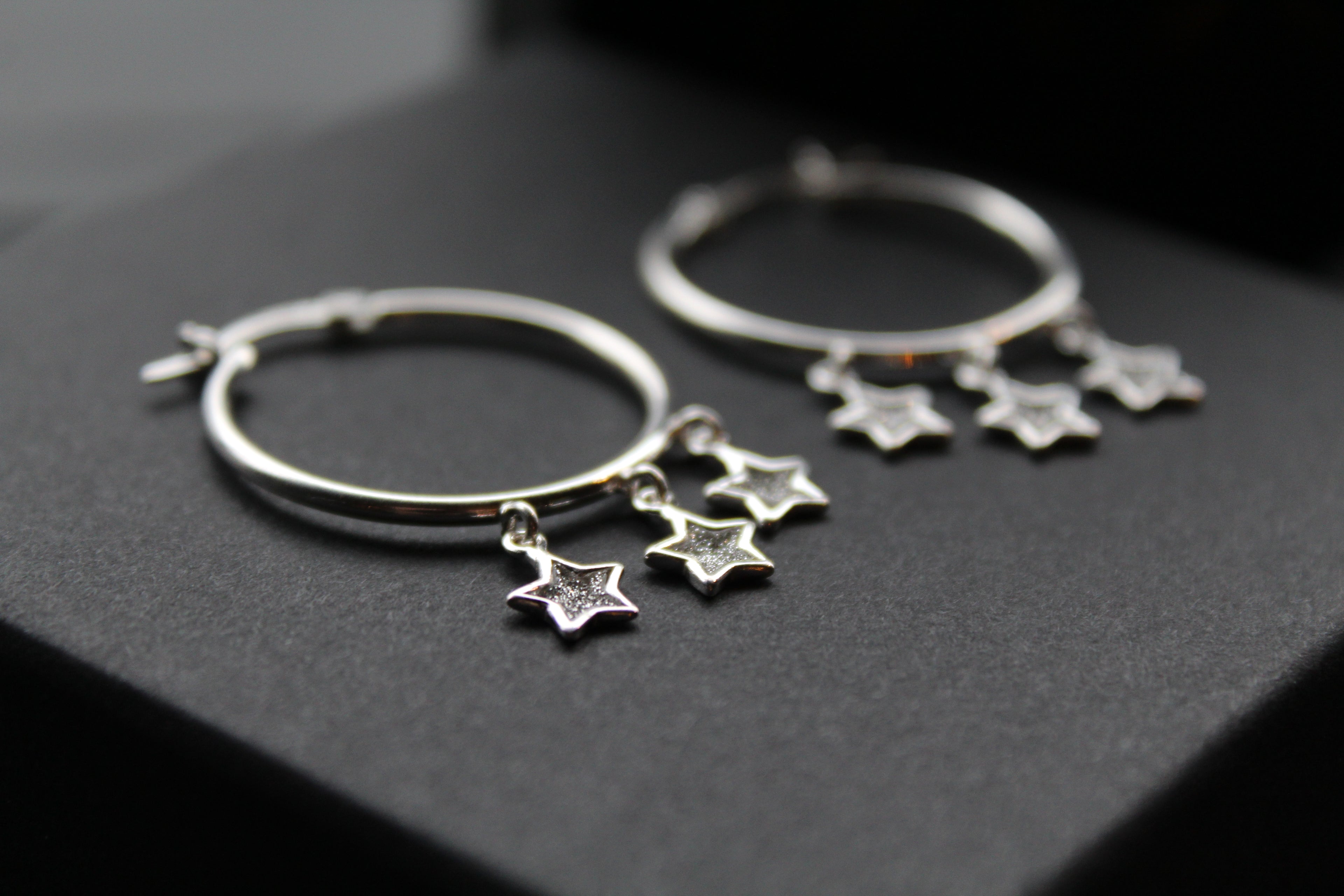Triple Stardust Silver Hoops