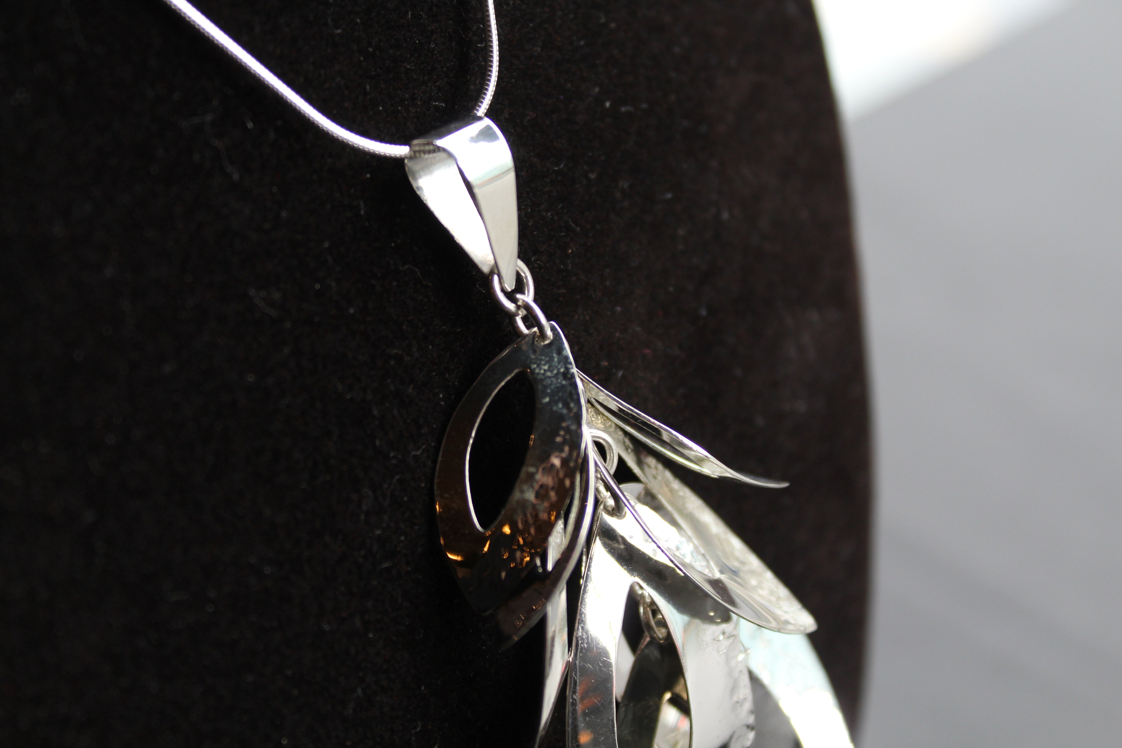 Tumbling Leaves Silver Pendant with 18-20" Chain