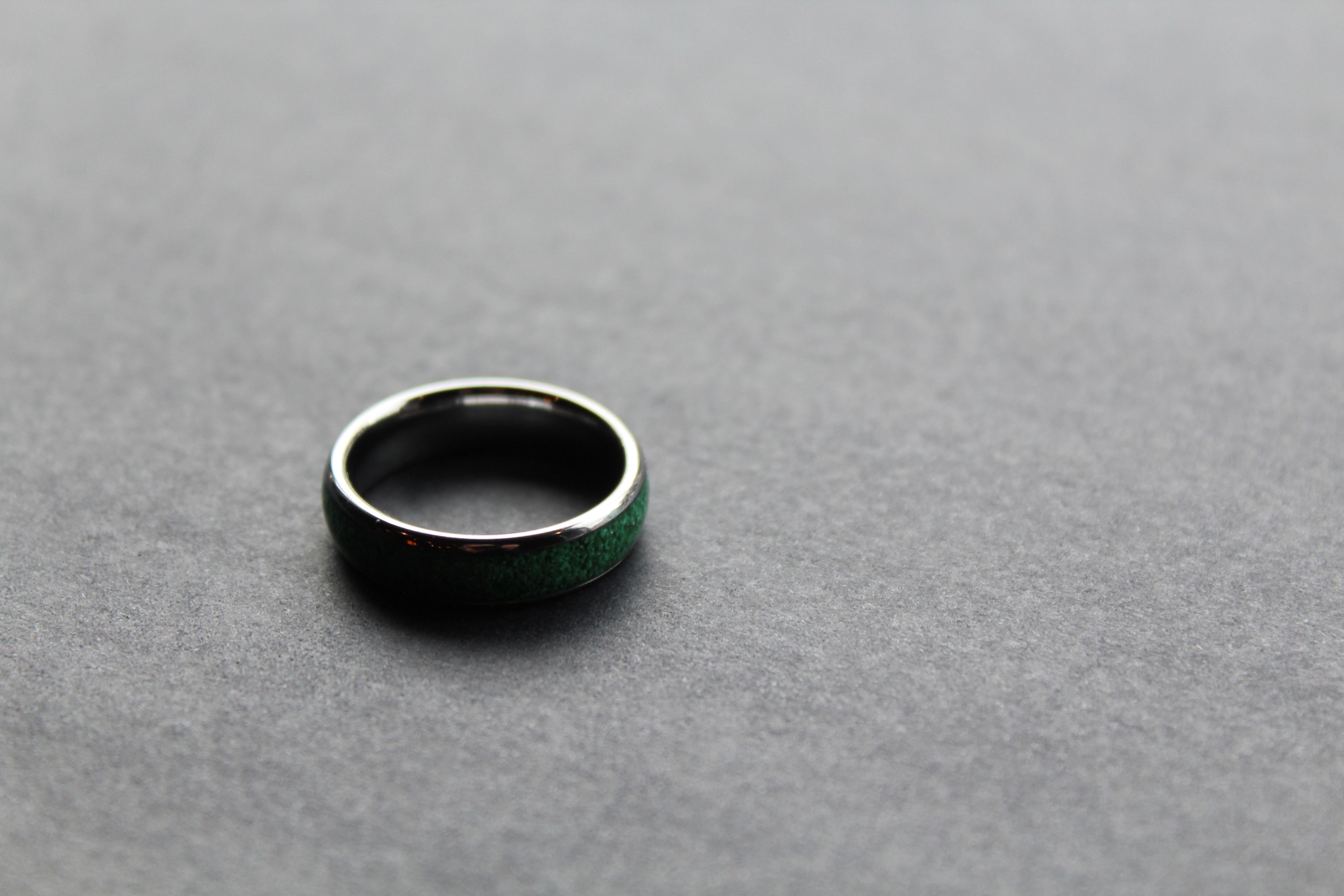 Tungsten Carbide Malachite Ring