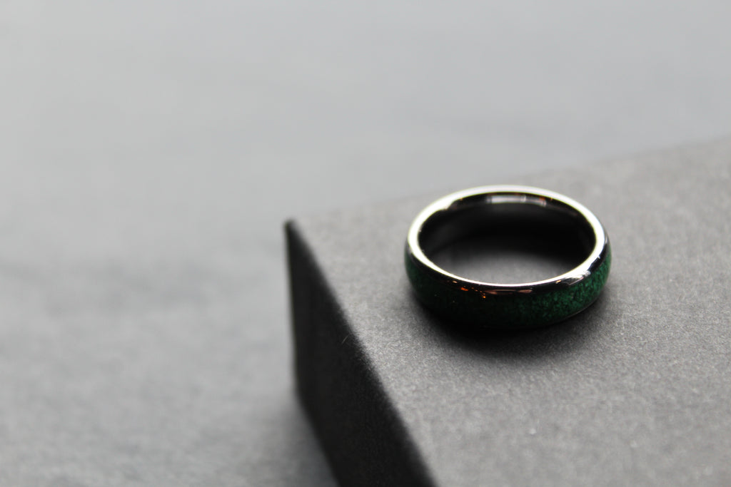 Tungsten Carbide Malachite Ring