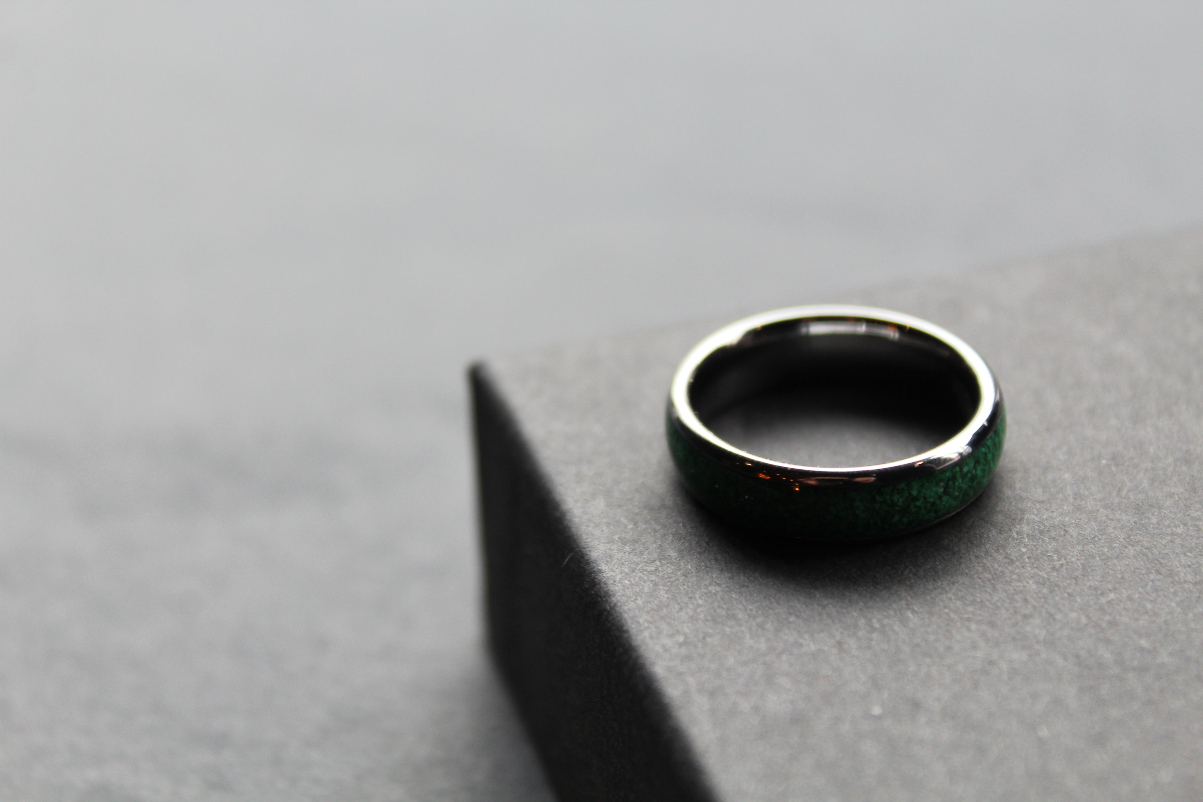Tungsten Carbide Malachite Ring