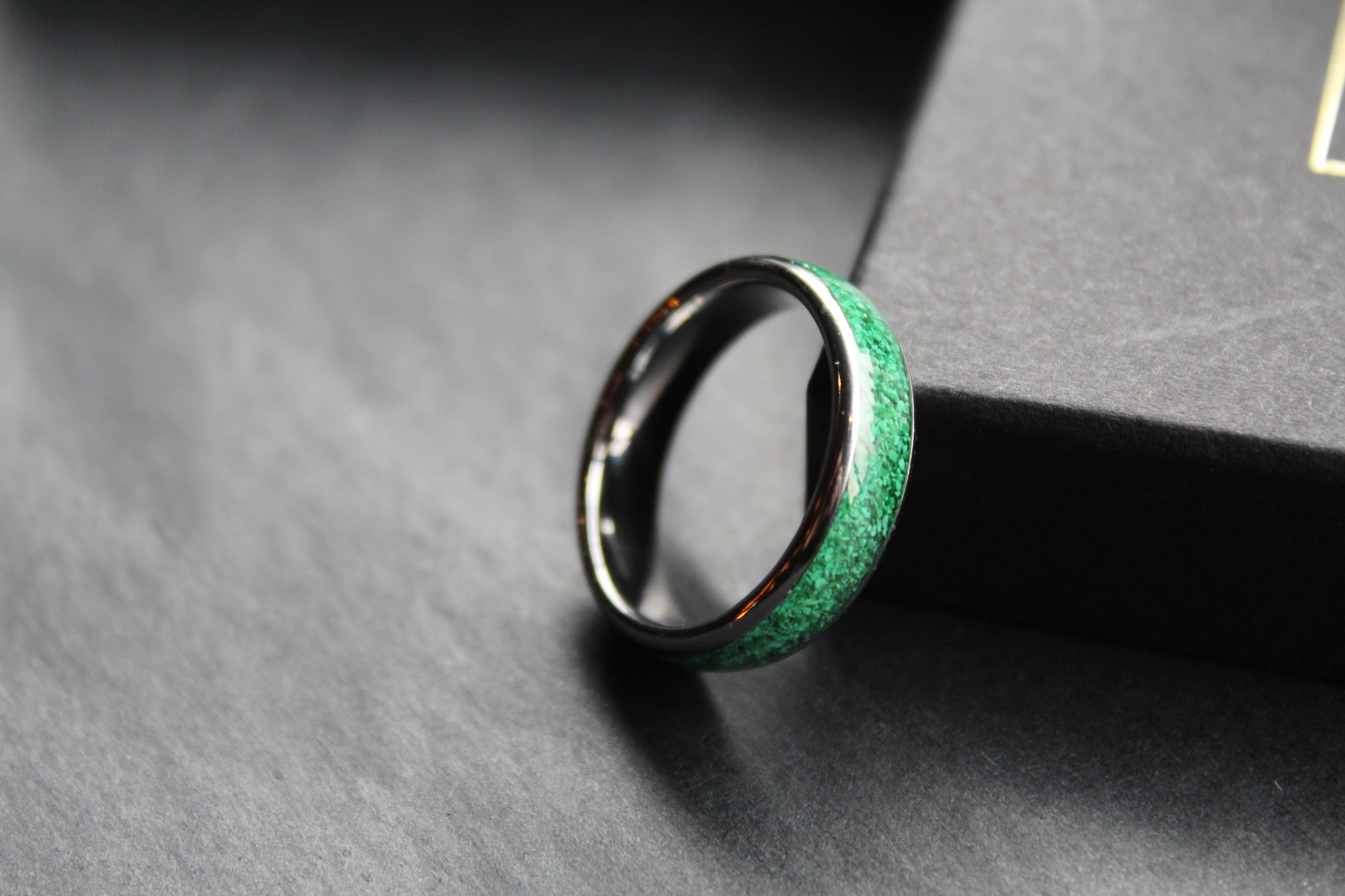 Tungsten Carbide Malachite Ring