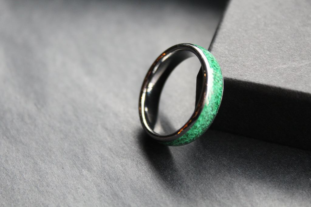 Tungsten Carbide Malachite Ring