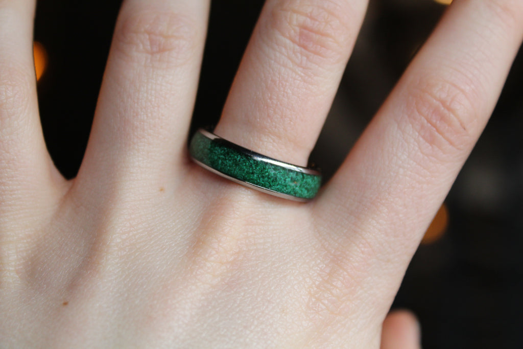 Tungsten Carbide Malachite Ring