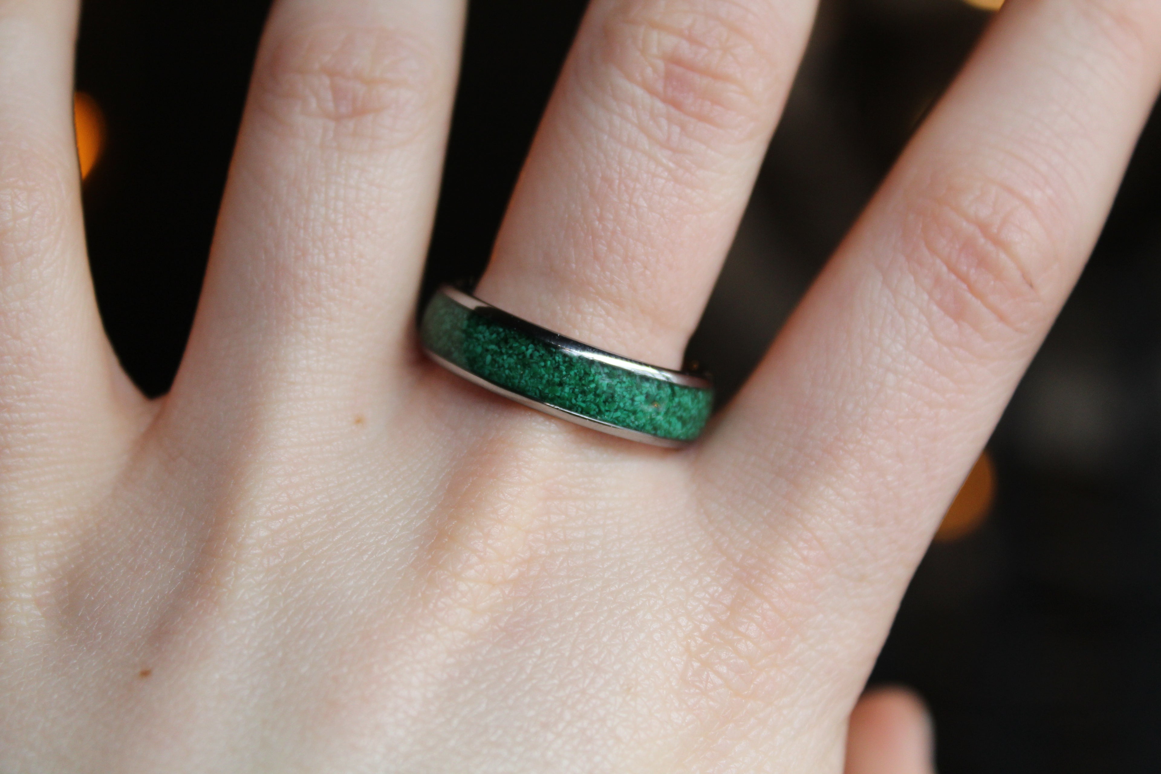 Tungsten Carbide Malachite Ring