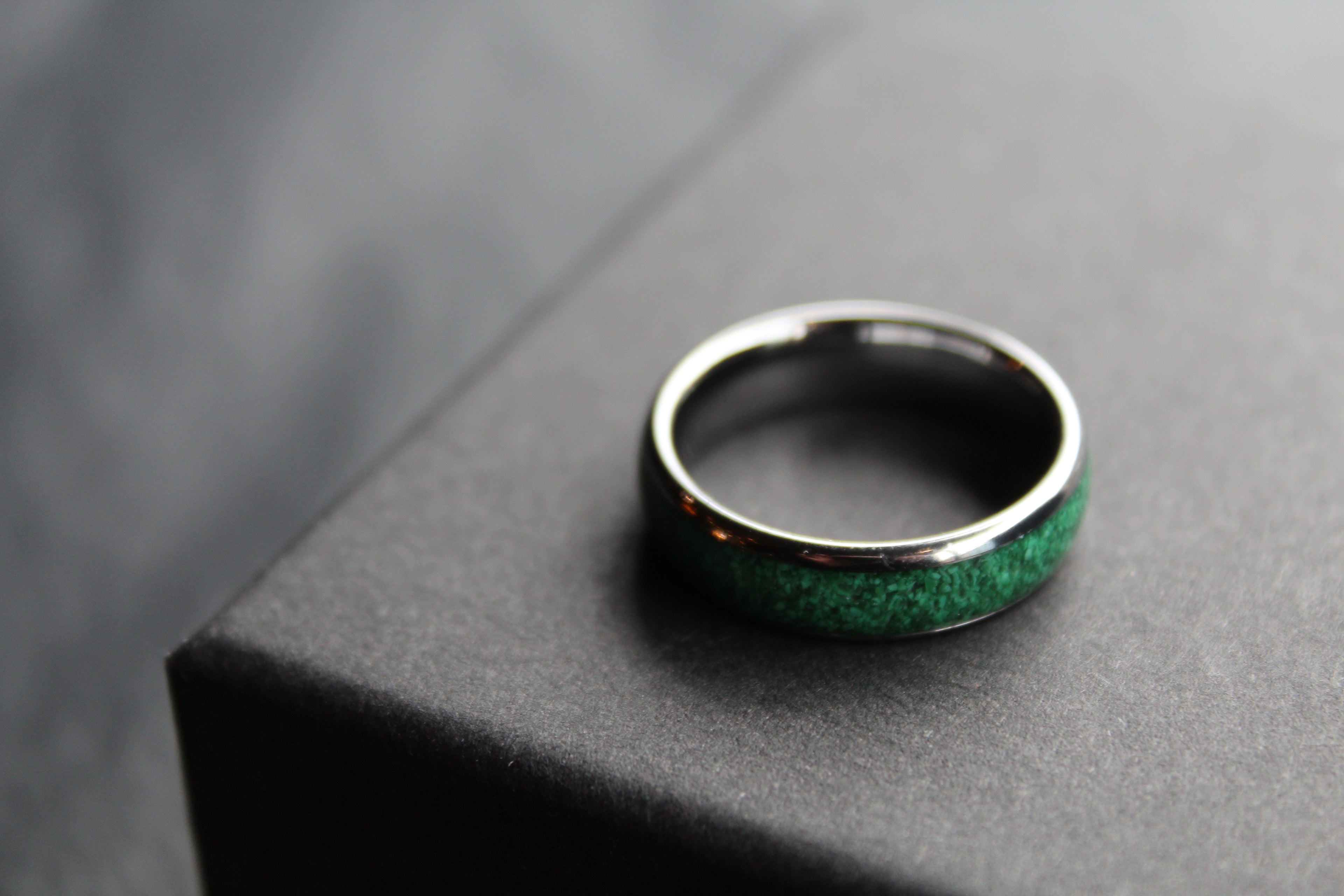 Tungsten Carbide Malachite Ring