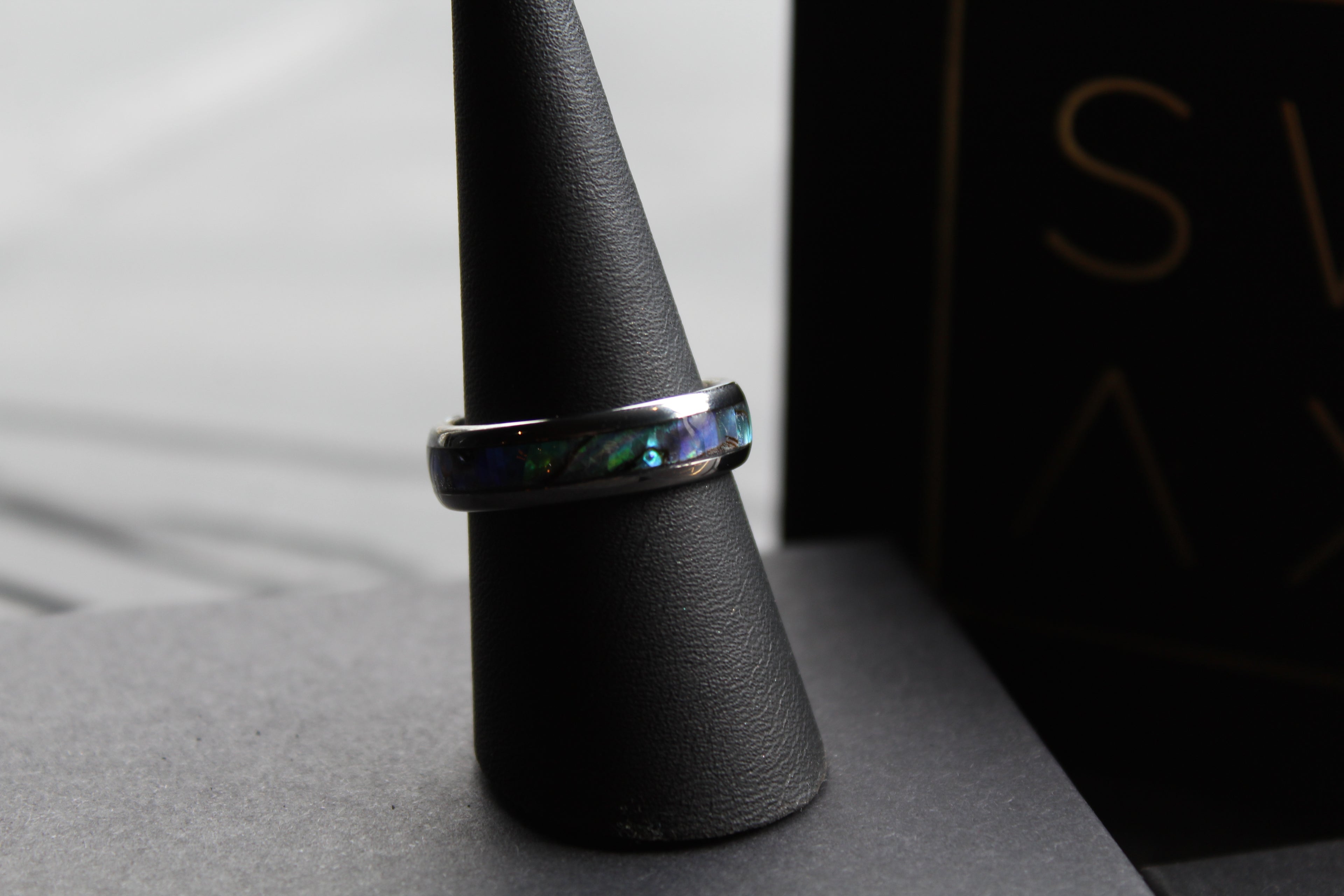 Tungsten Carbide Ring with Abalone Inlay