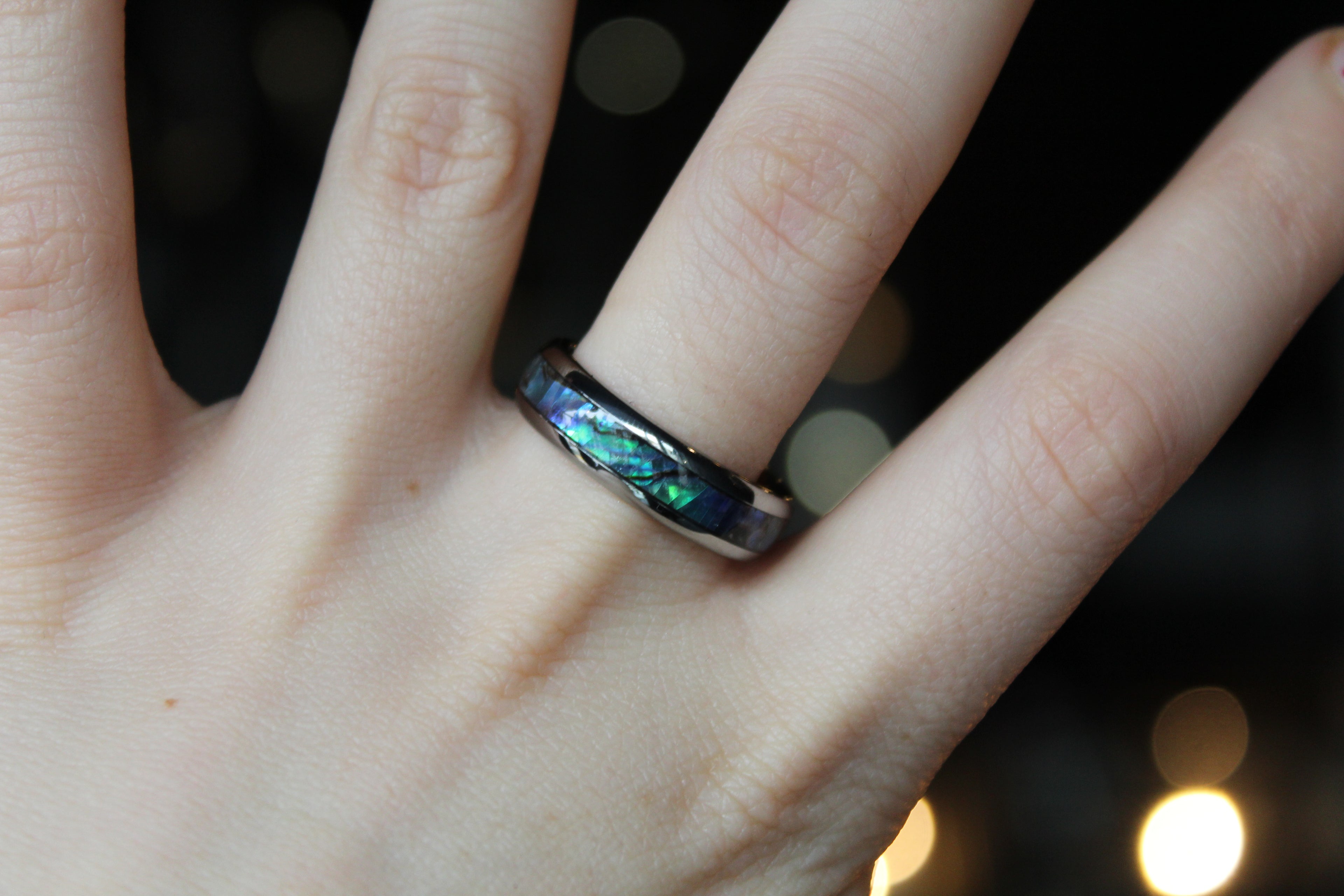 Tungsten Carbide Ring with Abalone Inlay