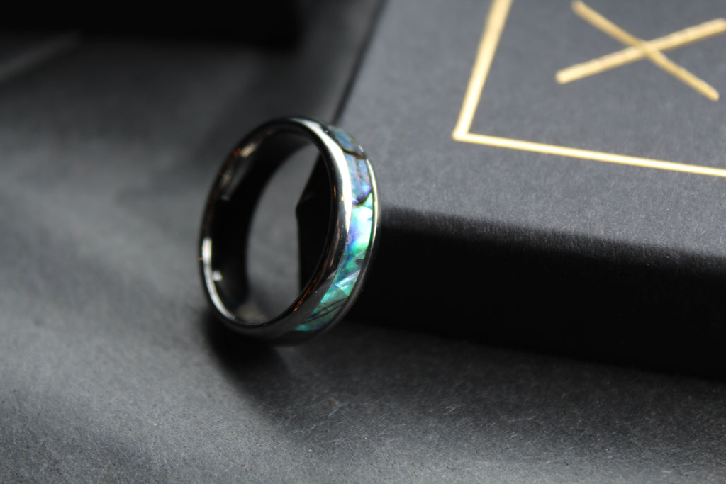 Tungsten Carbide Ring with Abalone Inlay