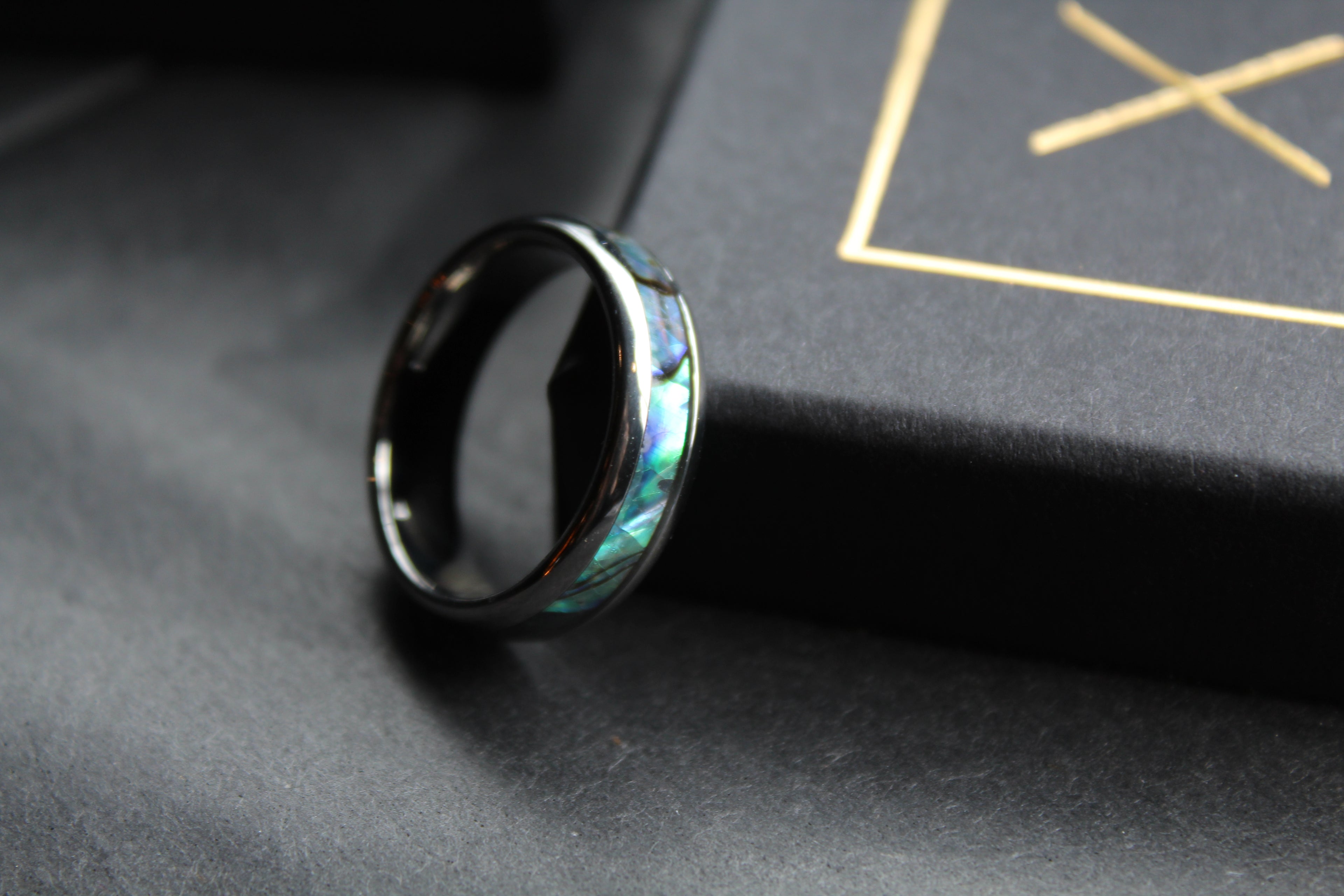 Tungsten Carbide Ring with Abalone Inlay