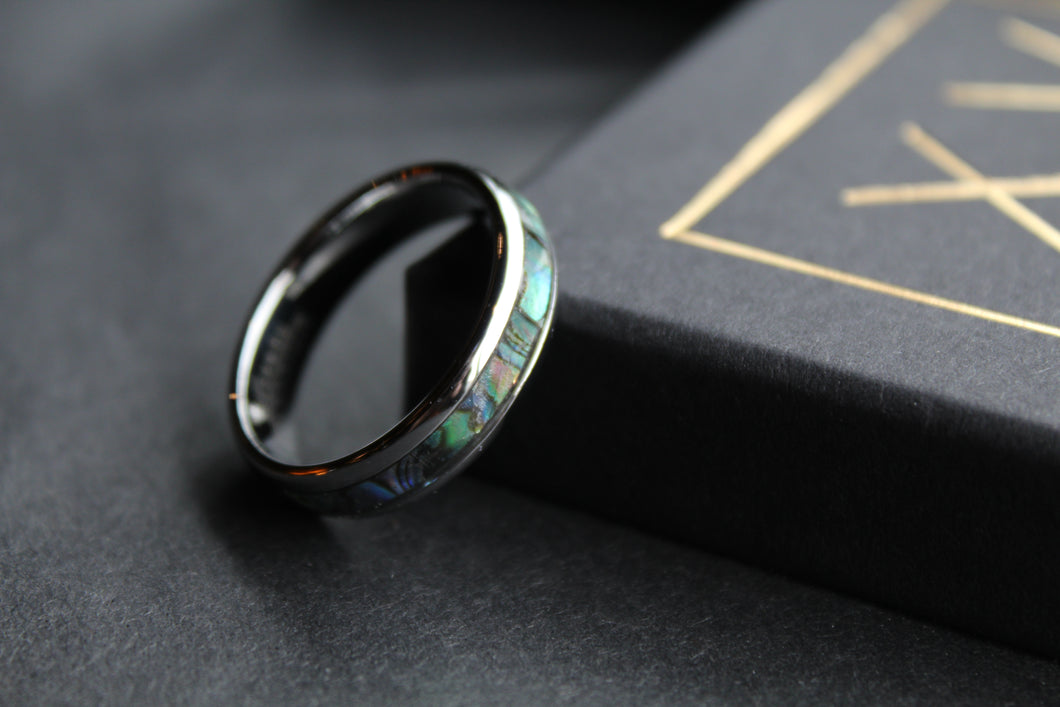 Tungsten Carbide Ring with Abalone Inlay
