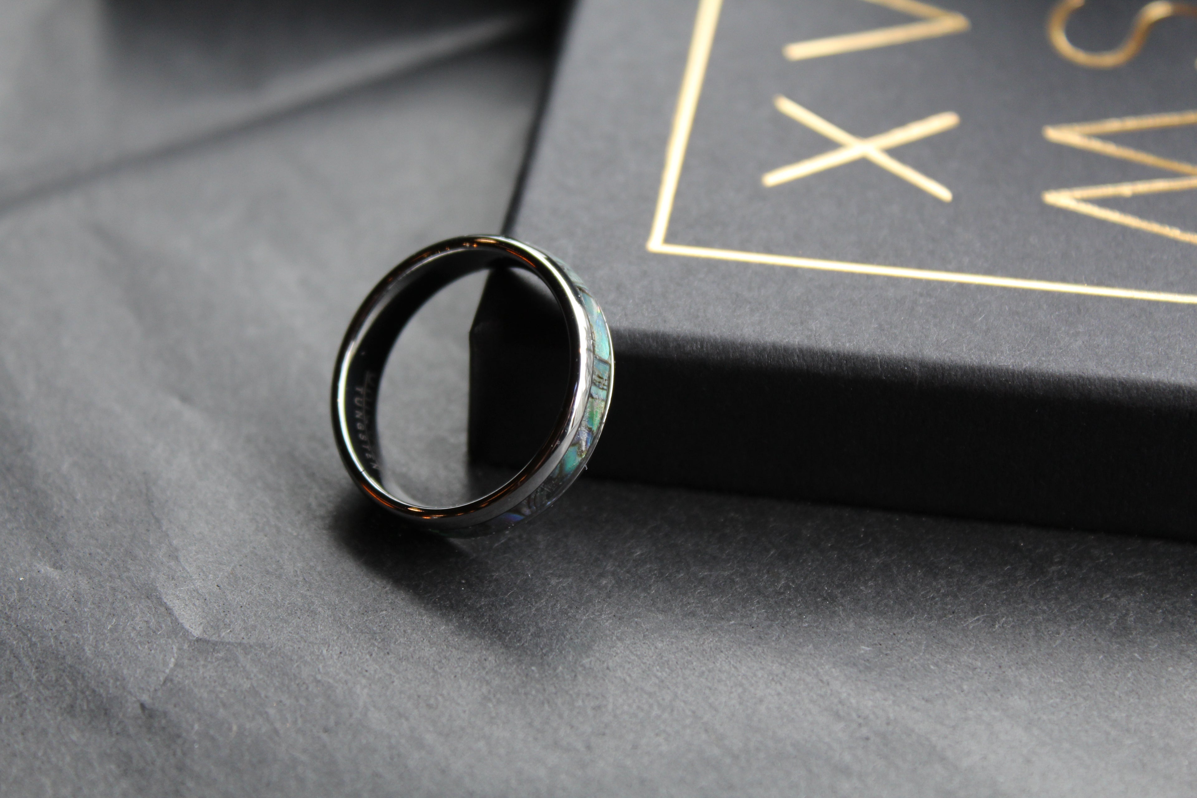 Tungsten Carbide Ring with Abalone Inlay