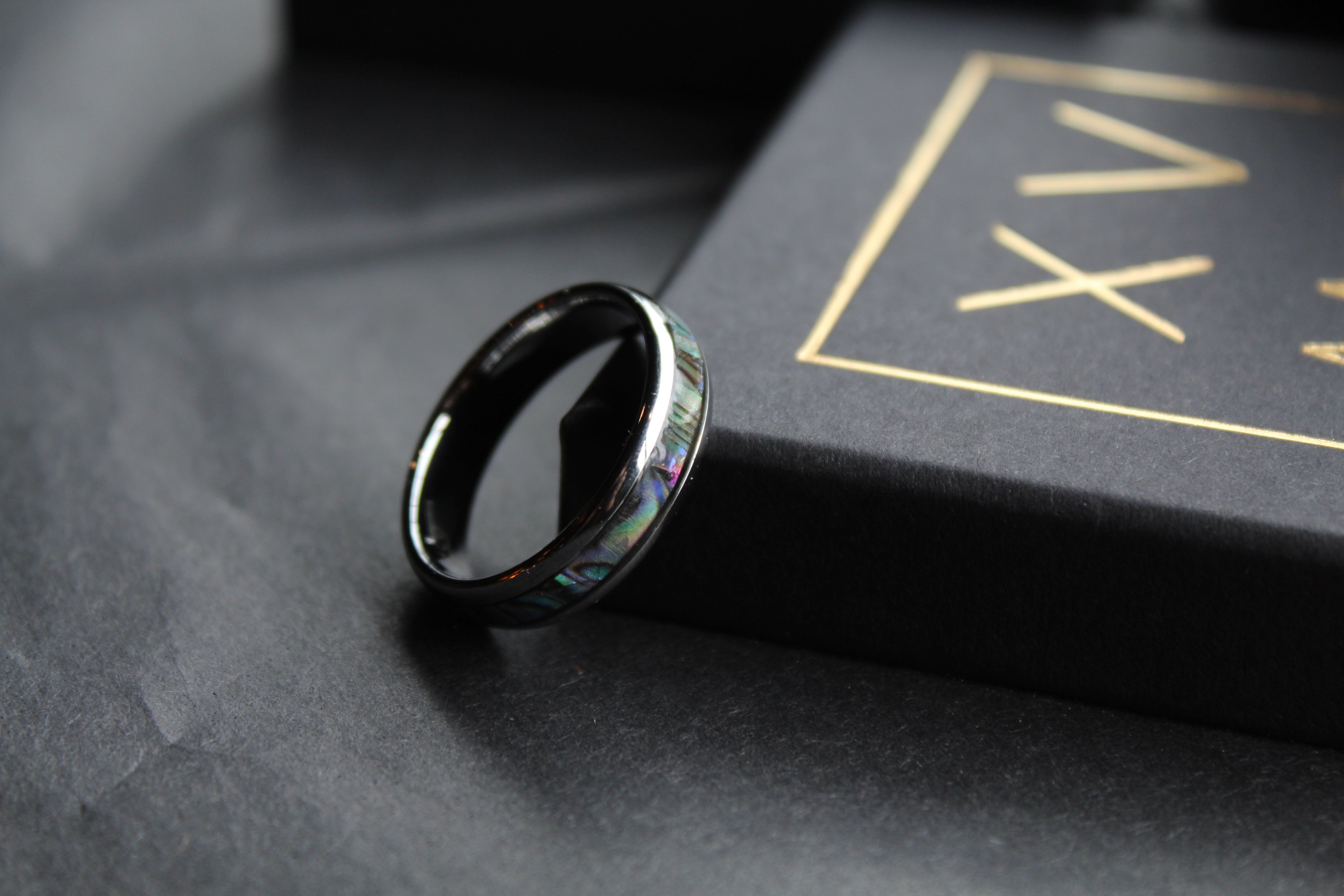 Tungsten Carbide Ring with Abalone Inlay
