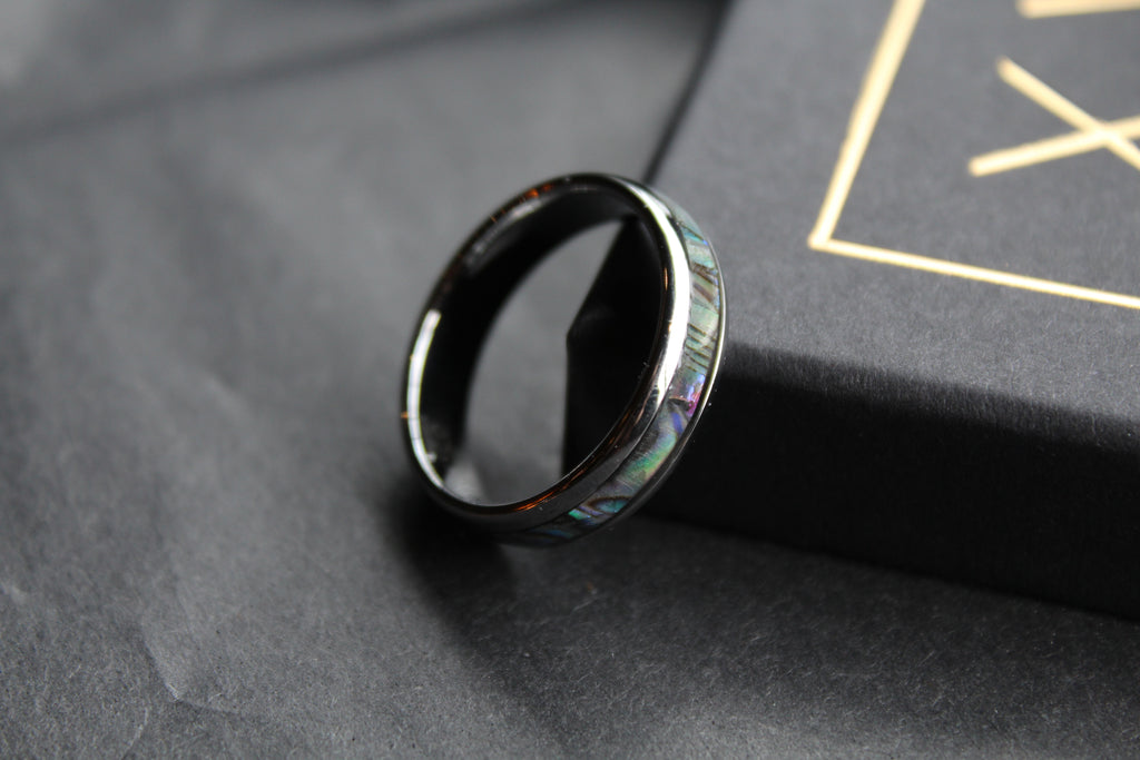 Tungsten Carbide Ring with Abalone Inlay