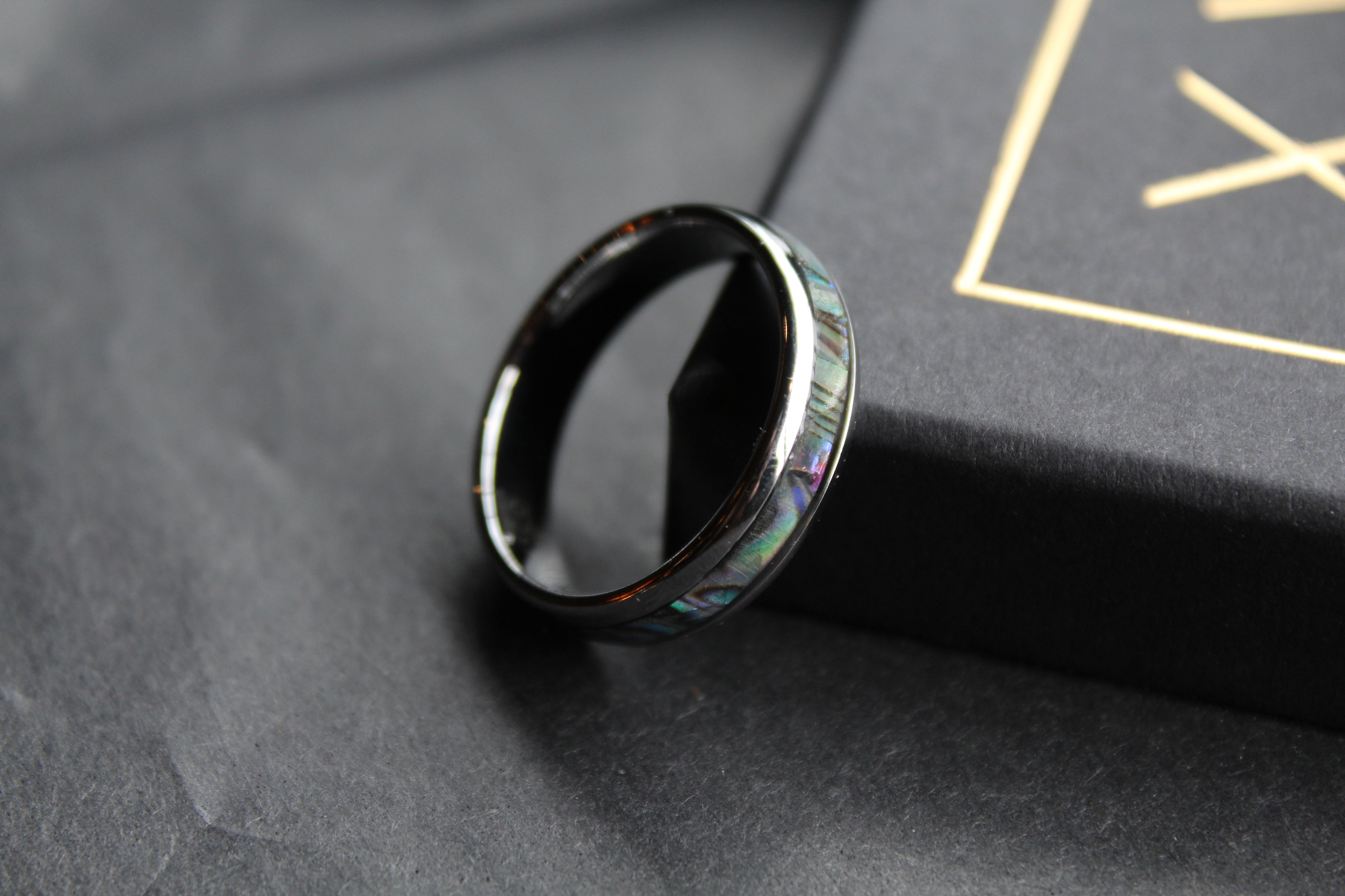Tungsten Carbide Ring with Abalone Inlay