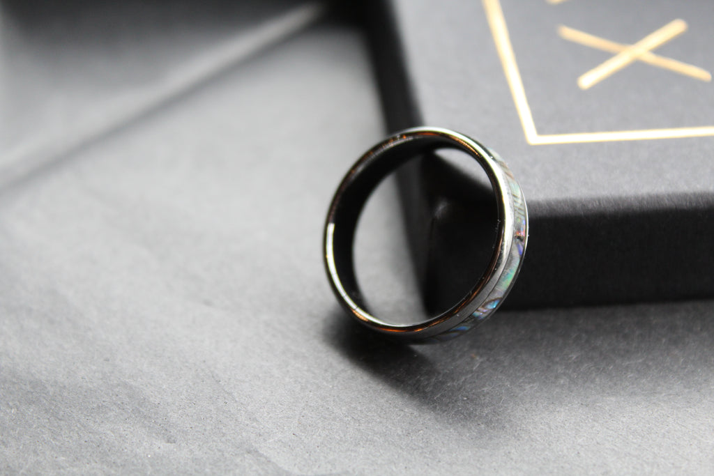 Tungsten Carbide Ring with Abalone Inlay