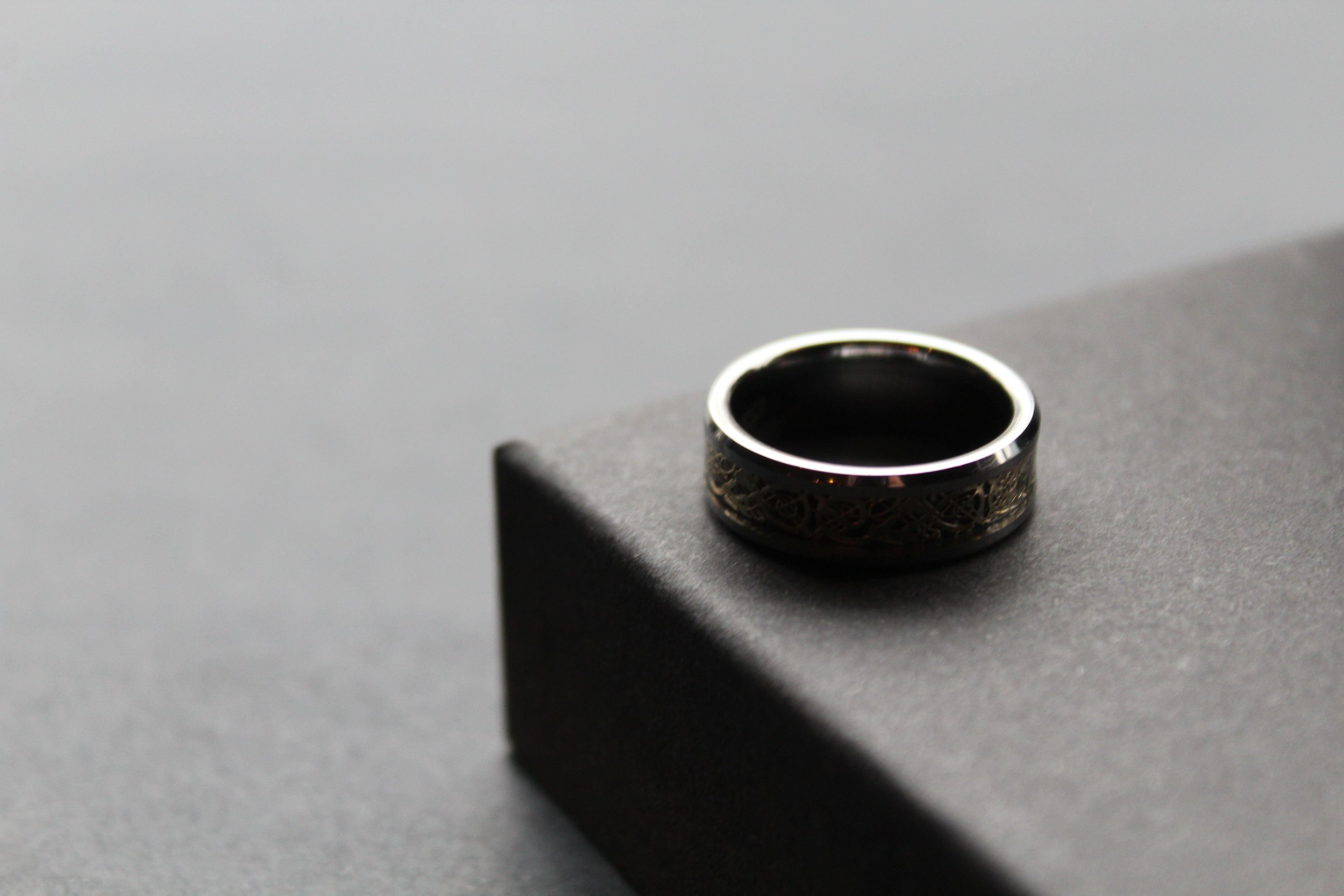 Tungsten Carbide Ring with Gold IP Celtic Inlay
