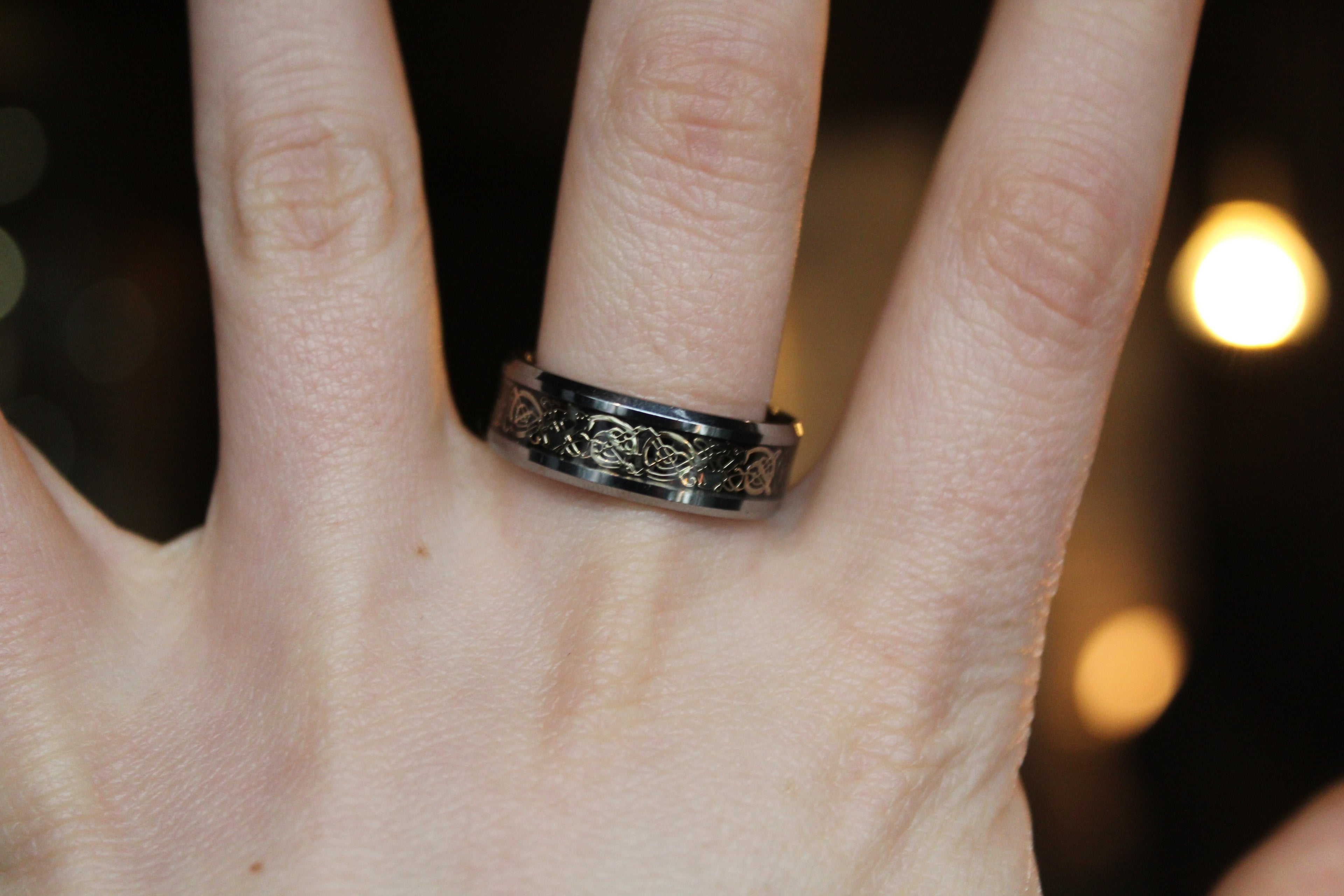 Tungsten Carbide Ring with Gold IP Celtic Inlay