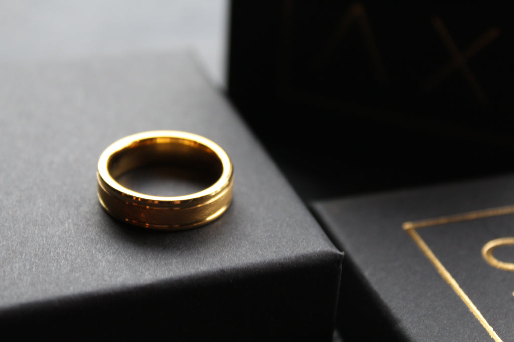 Tungsten Carbide Ring with Gold IP Plating