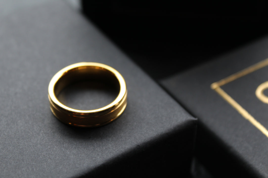 Tungsten Carbide Ring with Gold IP Plating