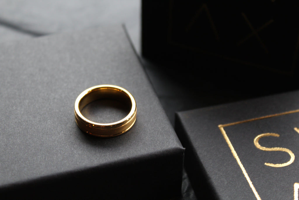 Tungsten Carbide Ring with Gold IP Plating