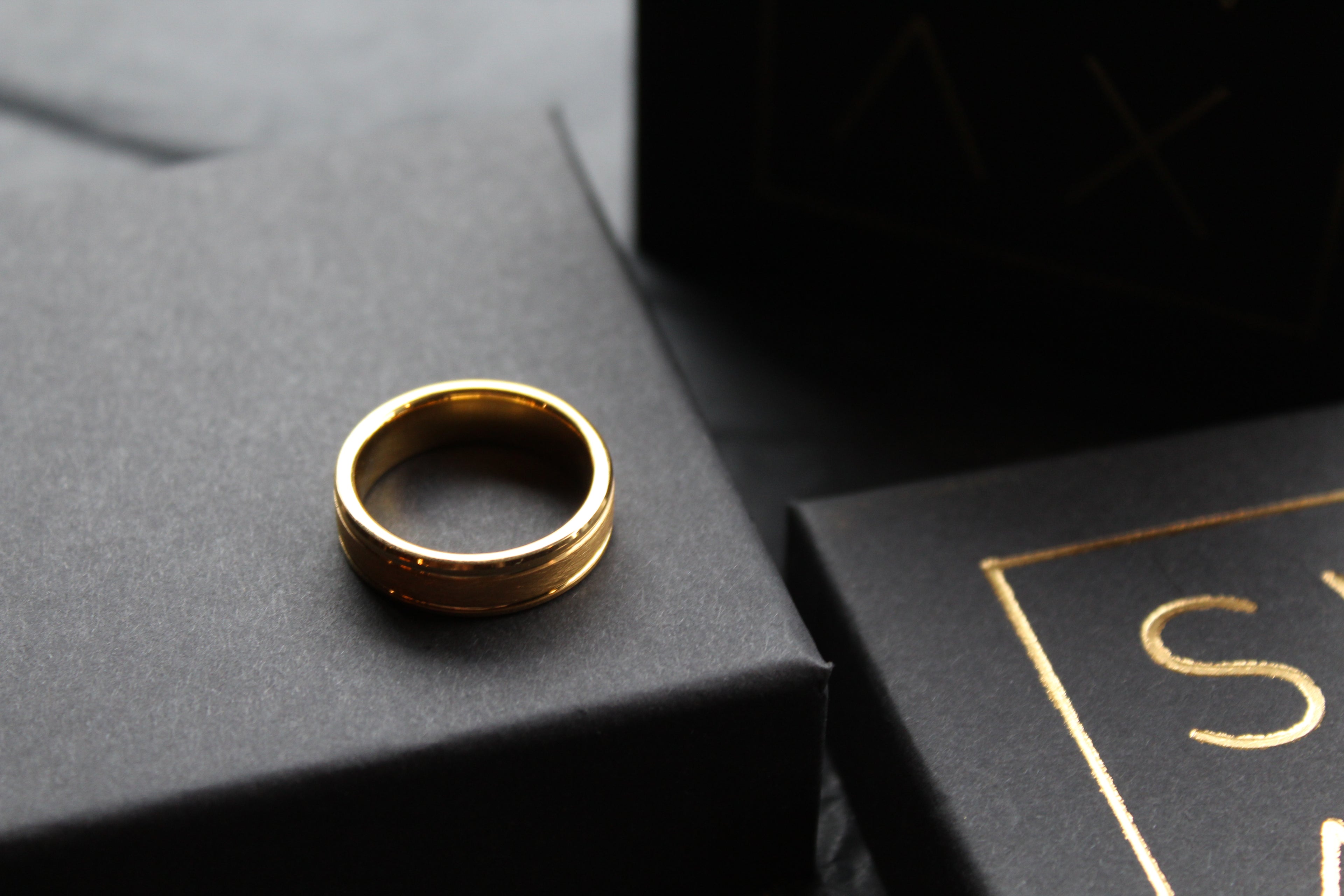 Tungsten Carbide Ring with Gold IP Plating