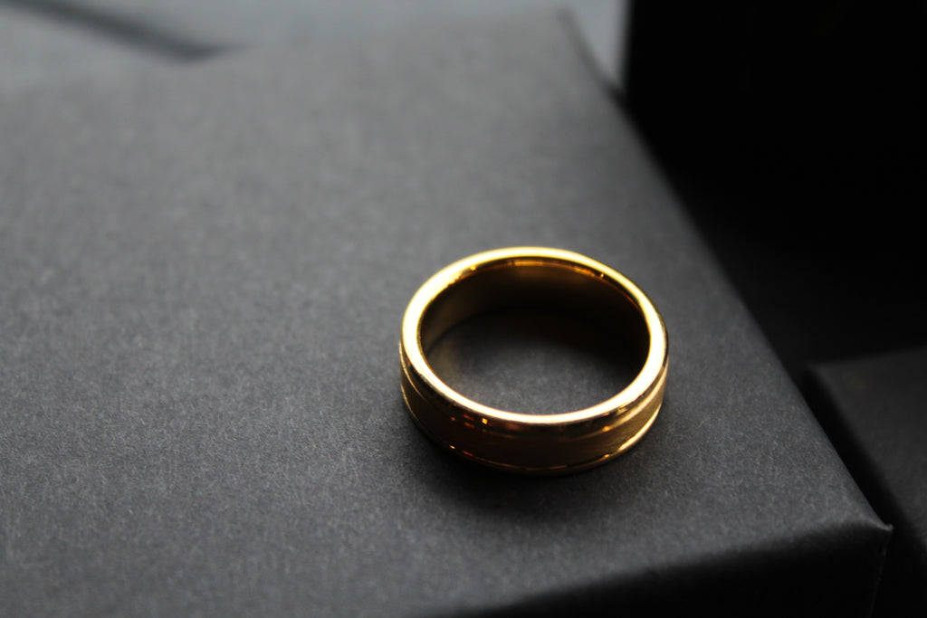 Tungsten Carbide Ring with Gold IP Plating