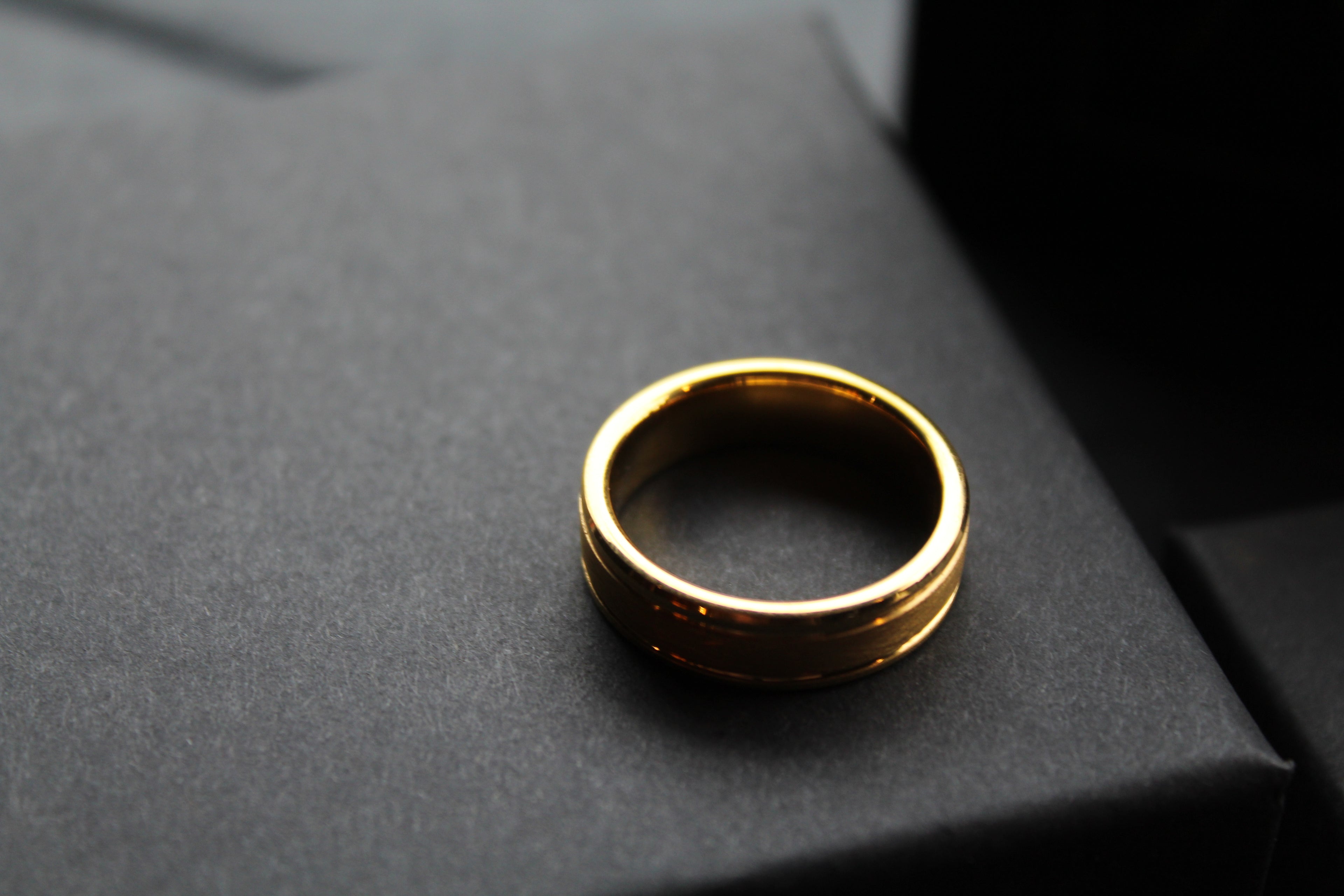 Tungsten Carbide Ring with Gold IP Plating