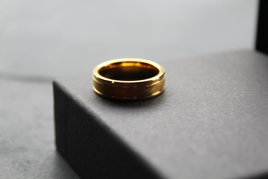 Tungsten Carbide Ring with Gold IP Plating