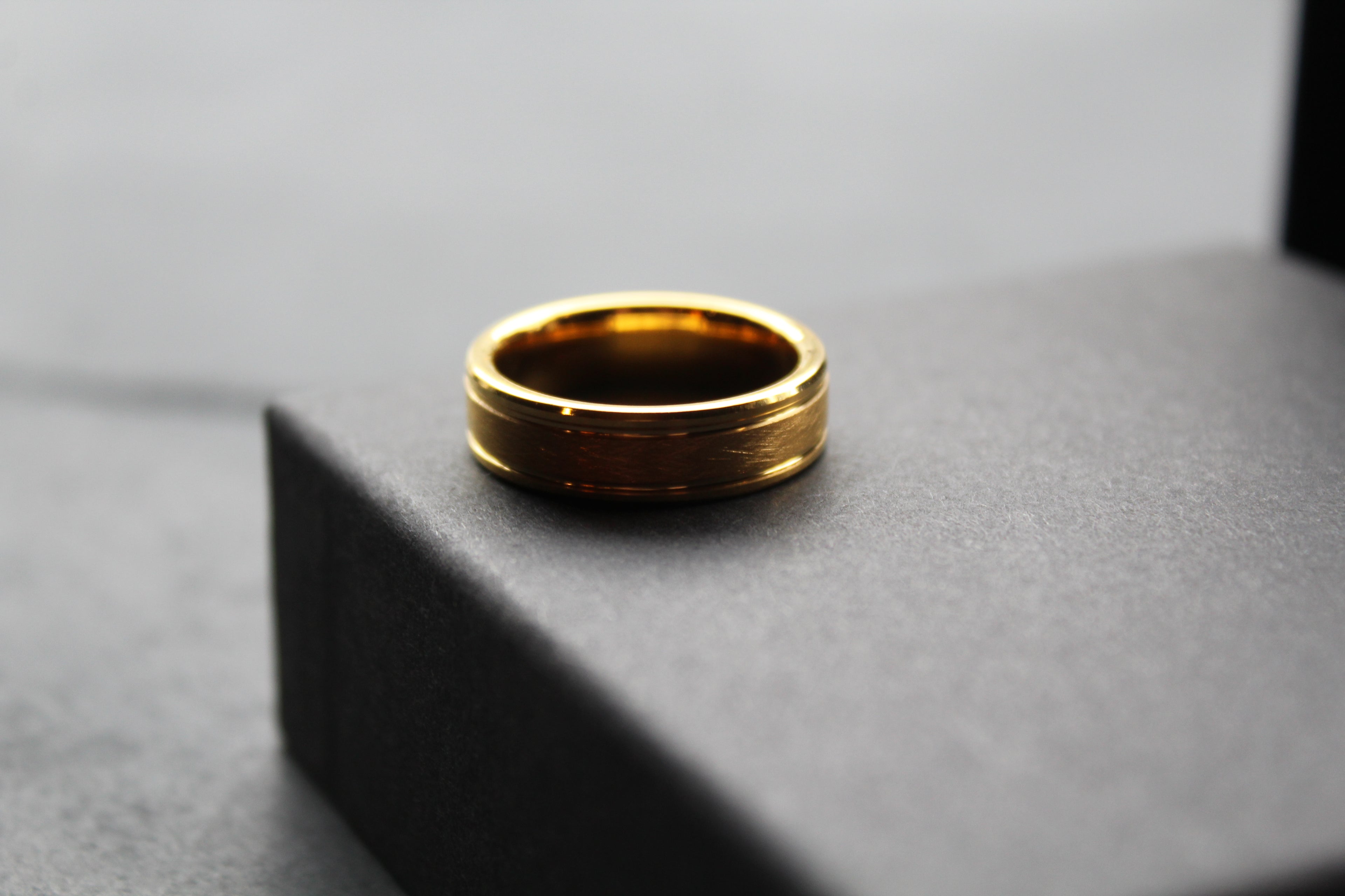 Tungsten Carbide Ring with Gold IP Plating