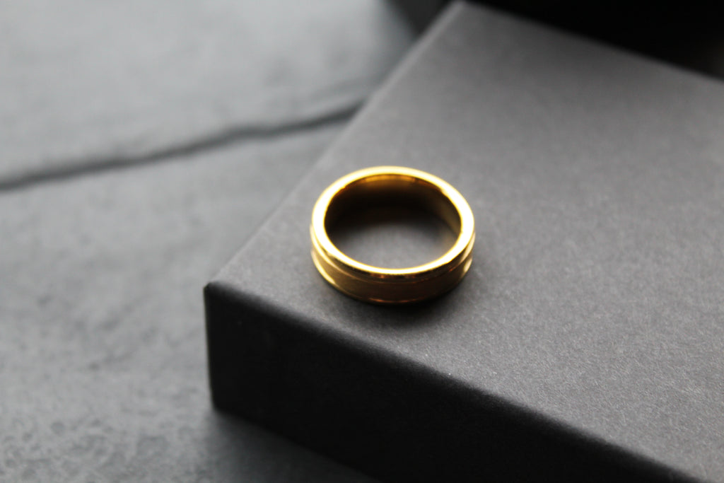 Tungsten Carbide Ring with Gold IP Plating