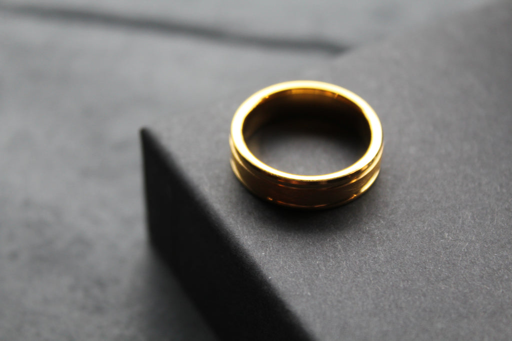 Tungsten Carbide Ring with Gold IP Plating