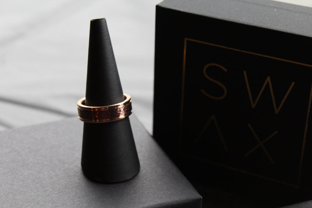 Tungsten Carbide Ring with Rose and Brown IP Plating
