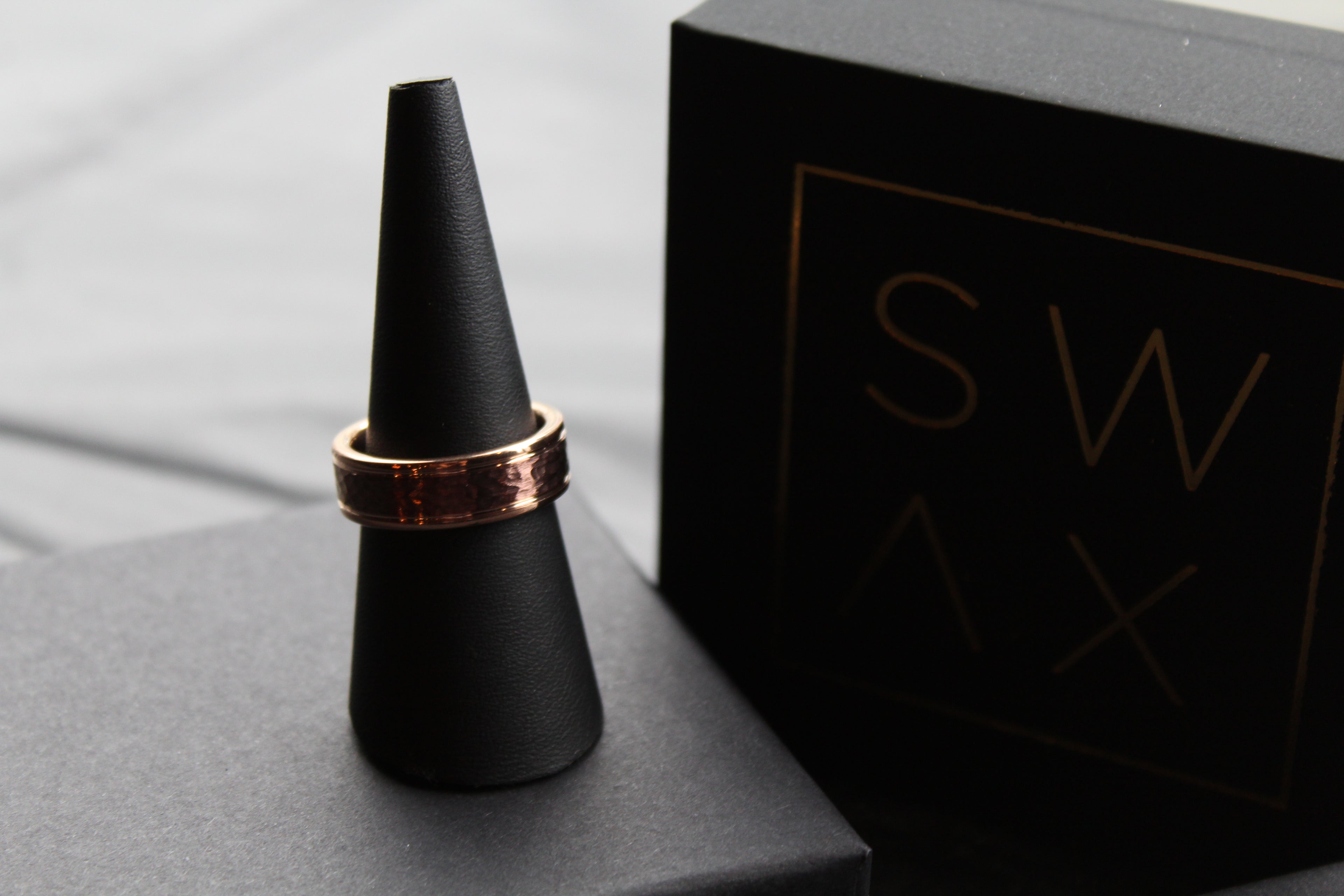 Tungsten Carbide Ring with Rose and Brown IP Plating