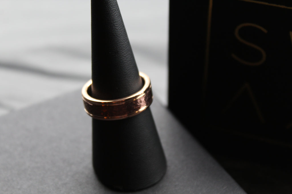 Tungsten Carbide Ring with Rose and Brown IP Plating