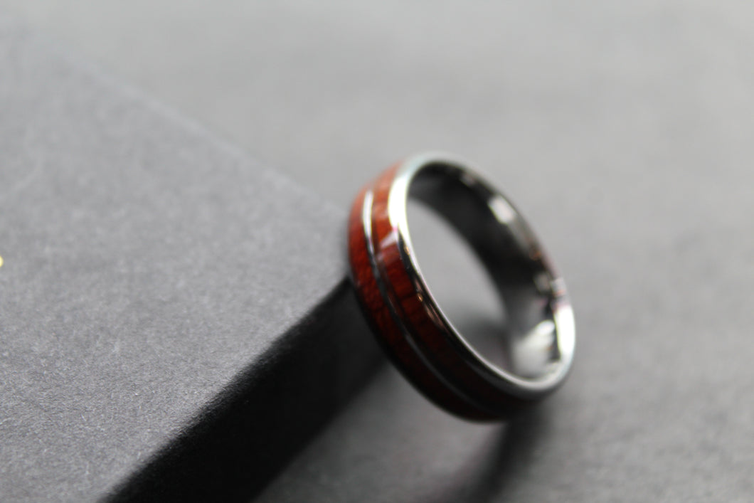 Tungsten Unisex Ring with Wood Inlay