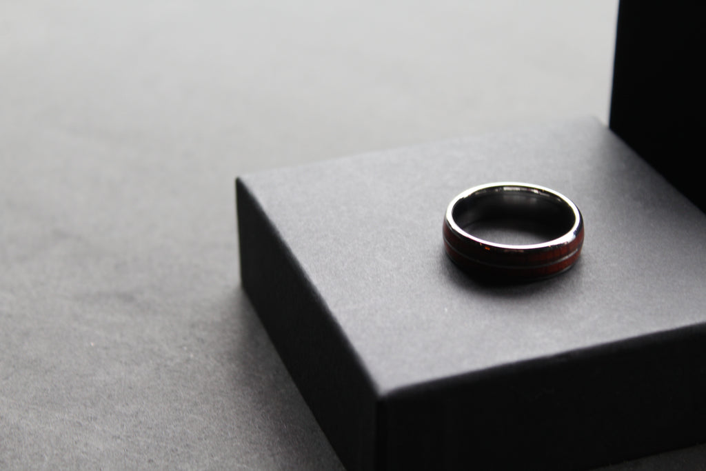 Tungsten Unisex Ring with Wood Inlay
