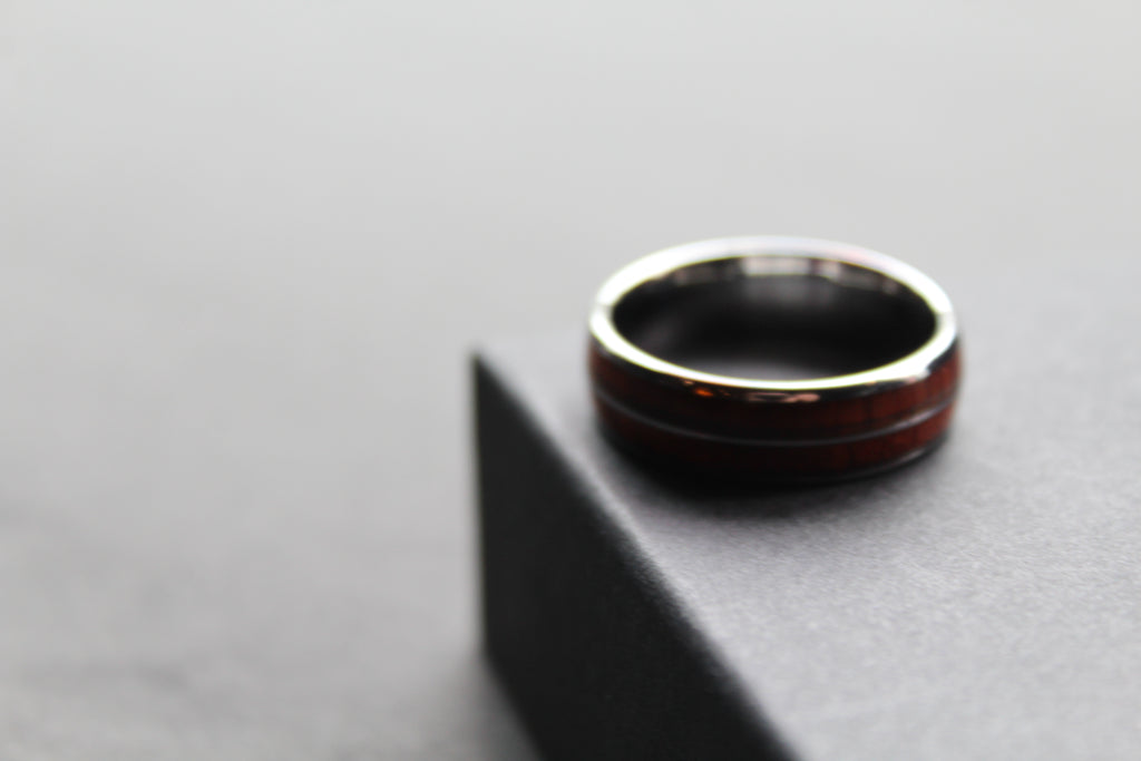 Tungsten Unisex Ring with Wood Inlay