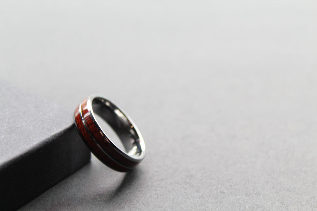 Tungsten Unisex Ring with Wood Inlay