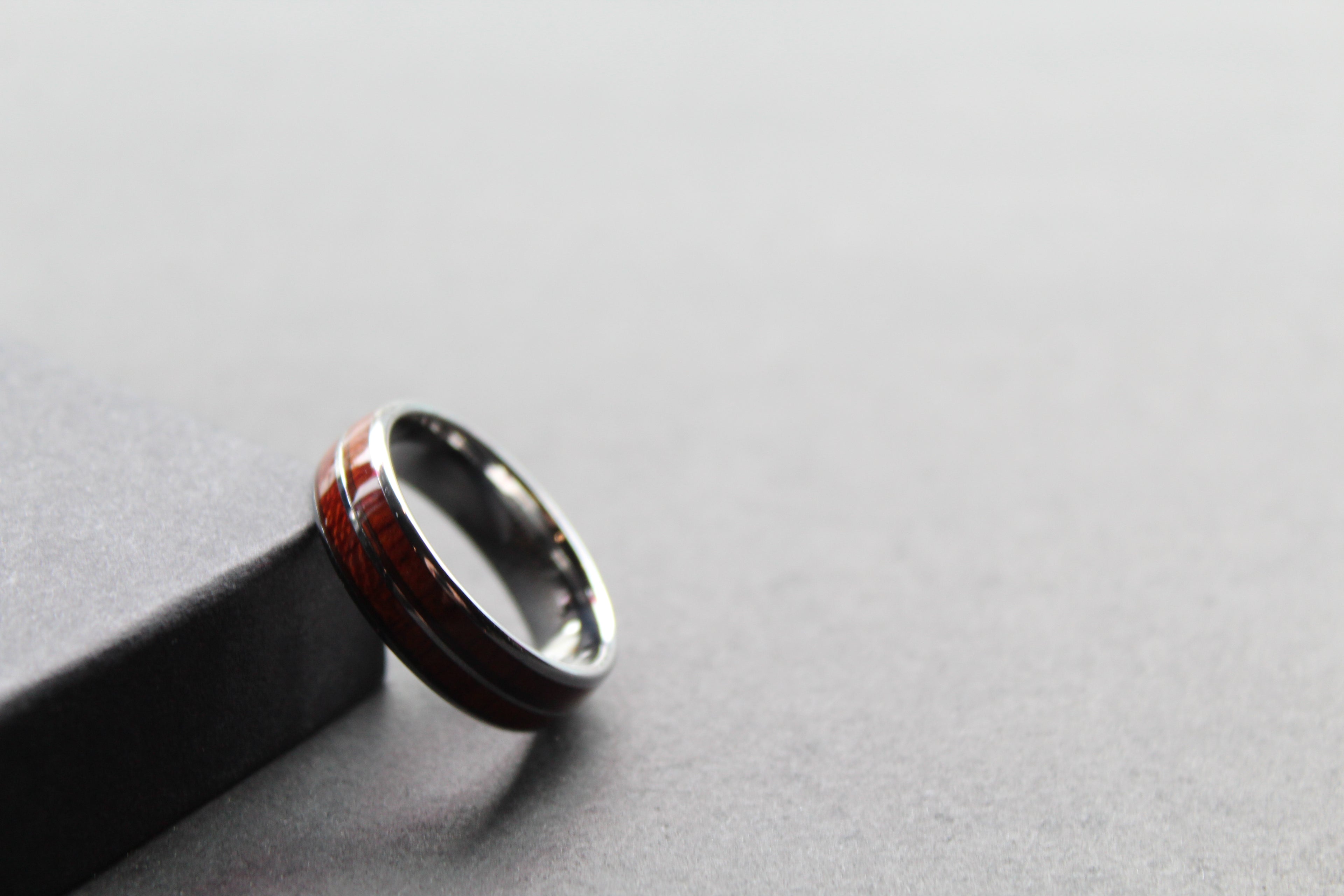 Tungsten Unisex Ring with Wood Inlay