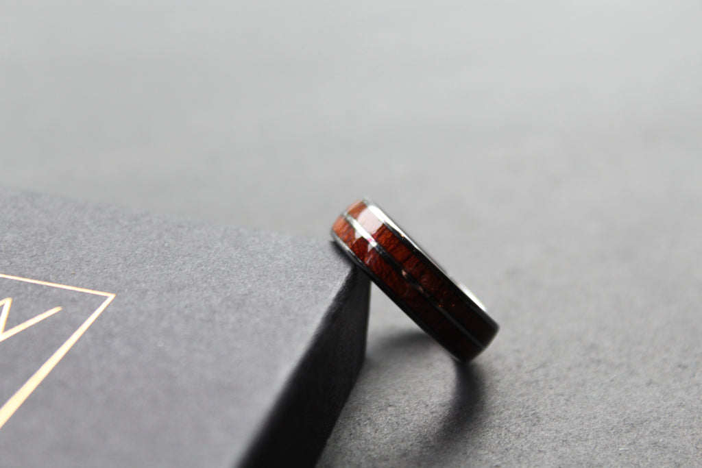Tungsten Unisex Ring with Wood Inlay