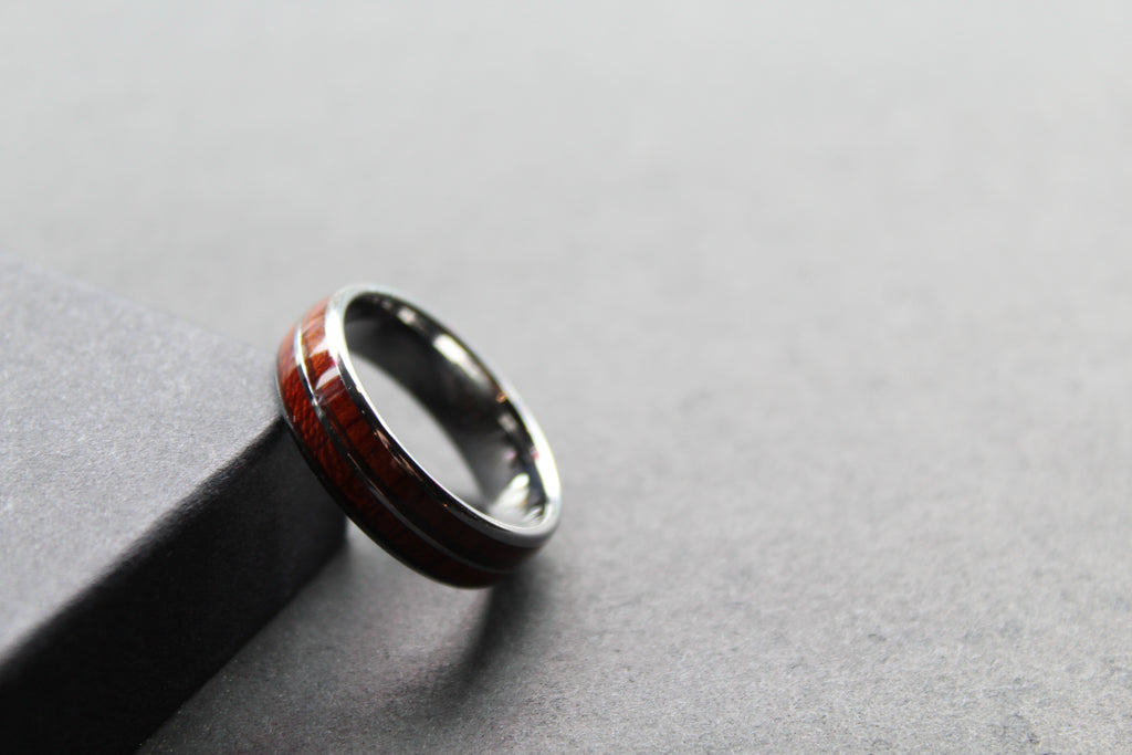Tungsten Unisex Ring with Wood Inlay