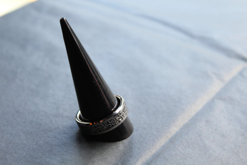 Tungsten & Black Carbon Inlay Celtic Ring