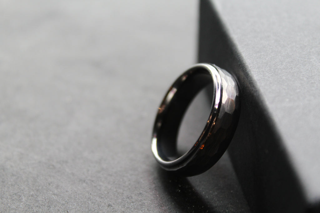Tungsten Ring with Hammered Finish