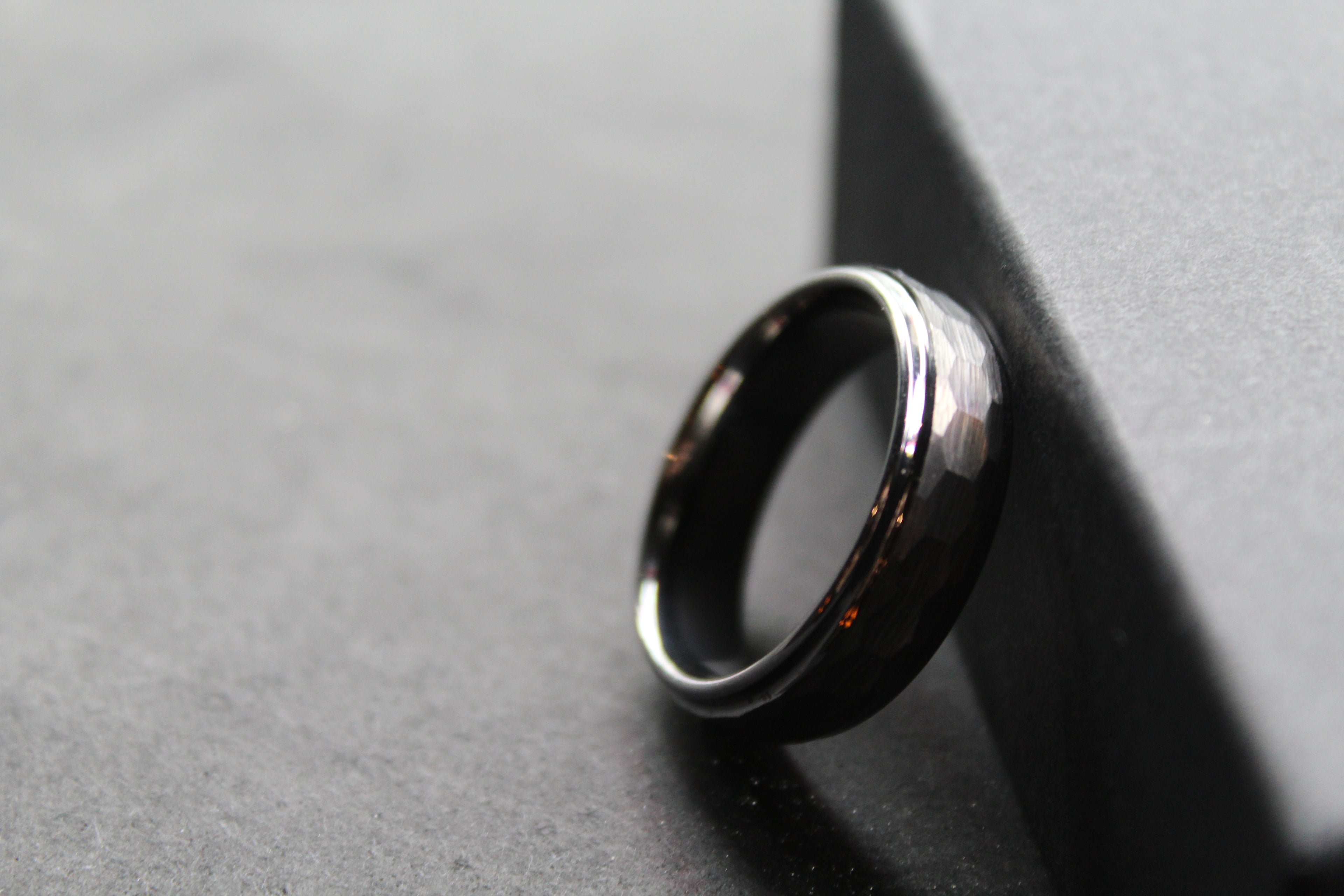 Tungsten Ring with Hammered Finish