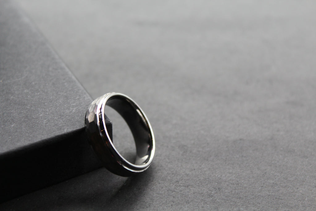 Tungsten Ring with Hammered Finish
