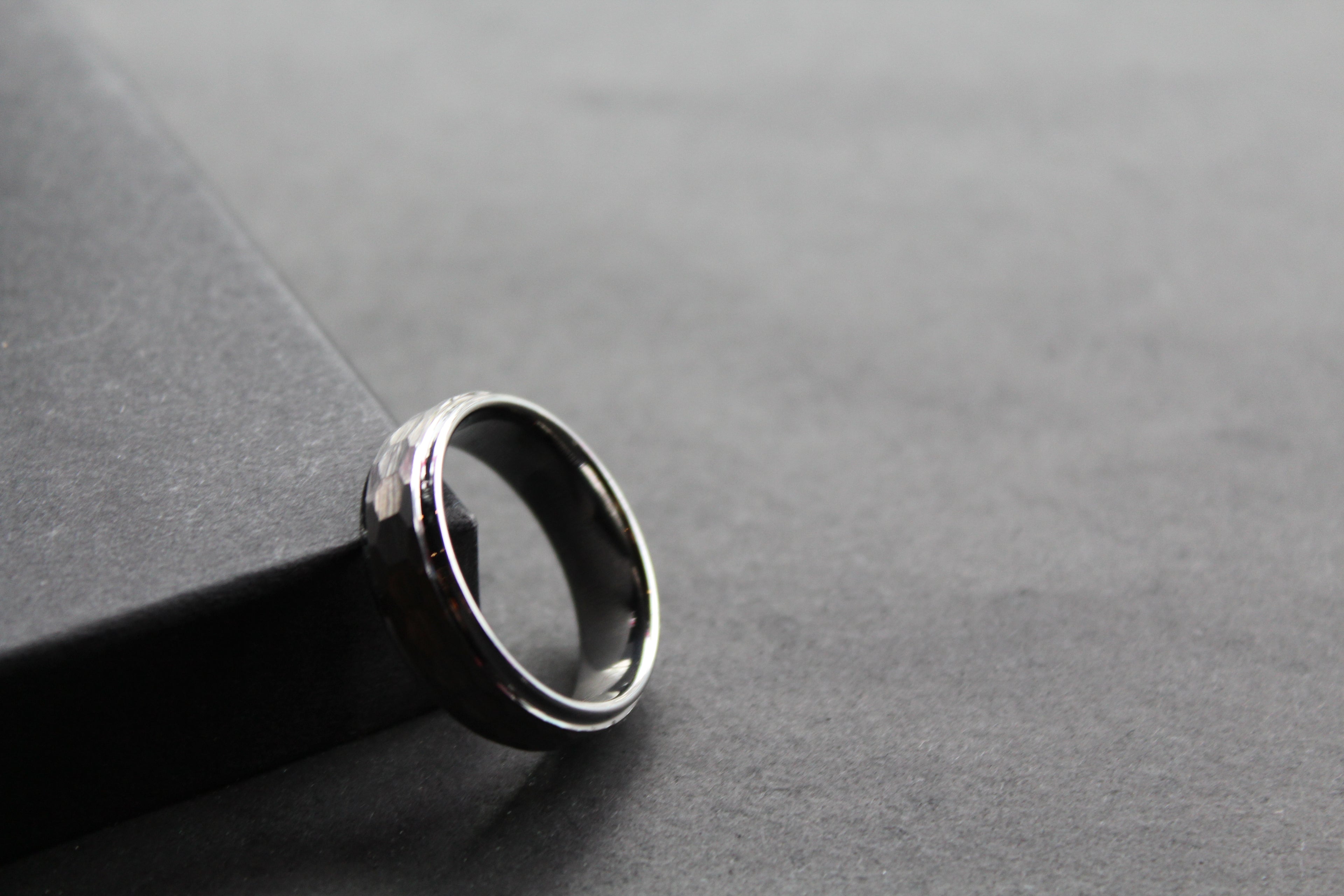 Tungsten Ring with Hammered Finish