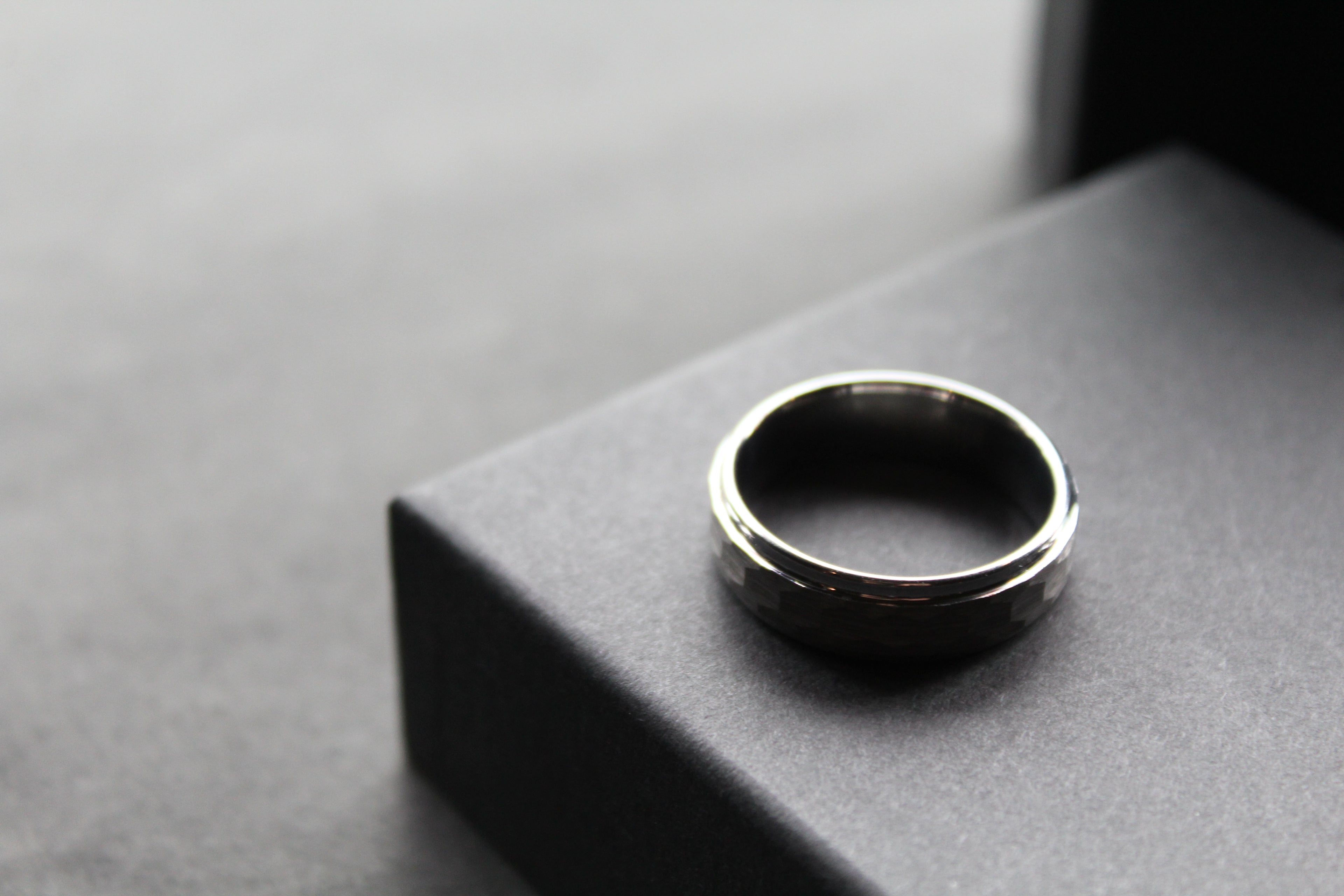 Tungsten Ring with Hammered Finish