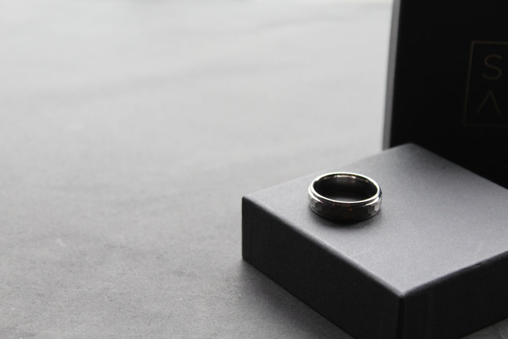 Tungsten Ring with Hammered Finish